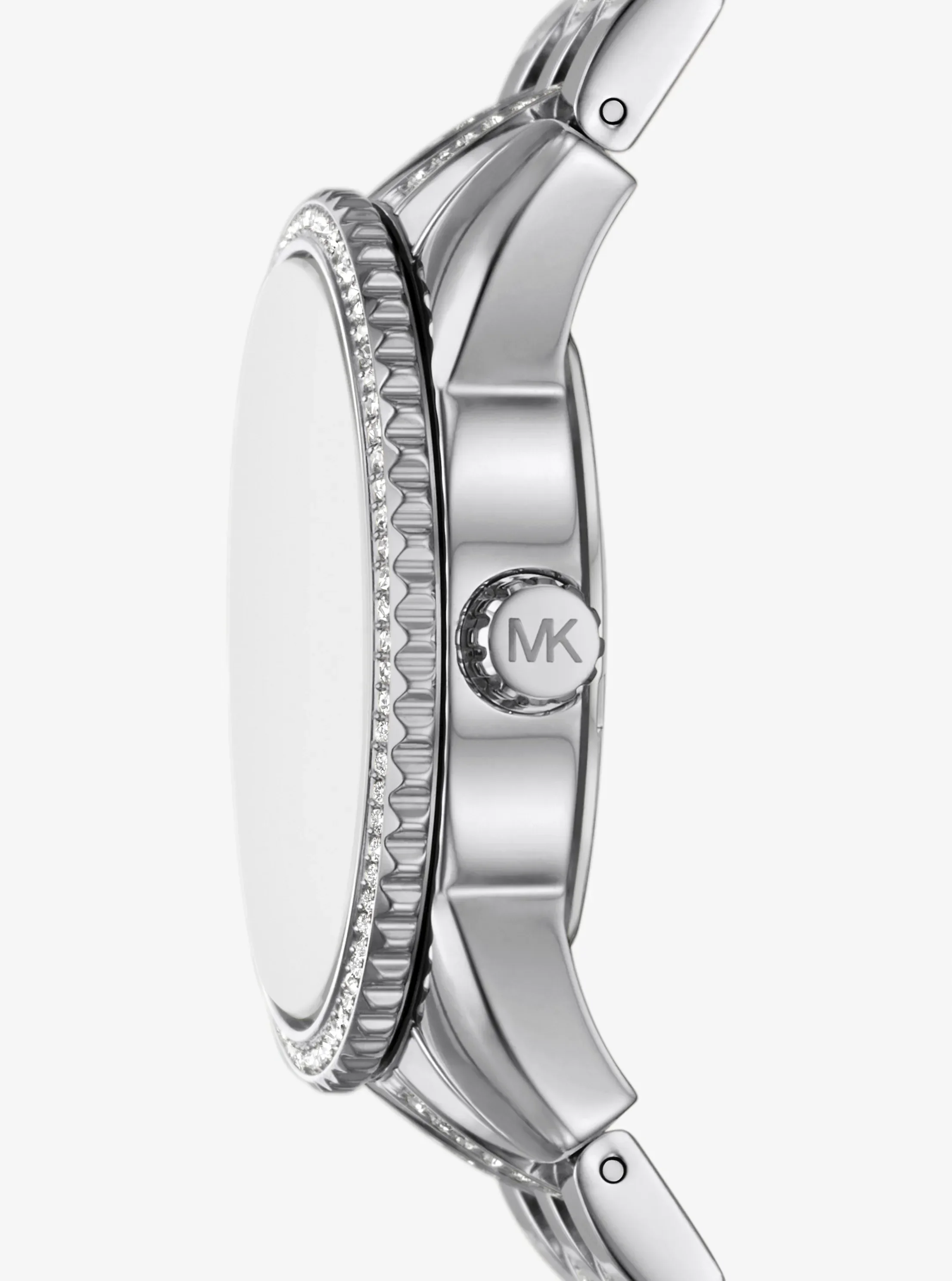 Женские часы Michael Kors Mini Bryant Pavé Logo Silver-Tone Watch, цвет: Серебряный — фото 2