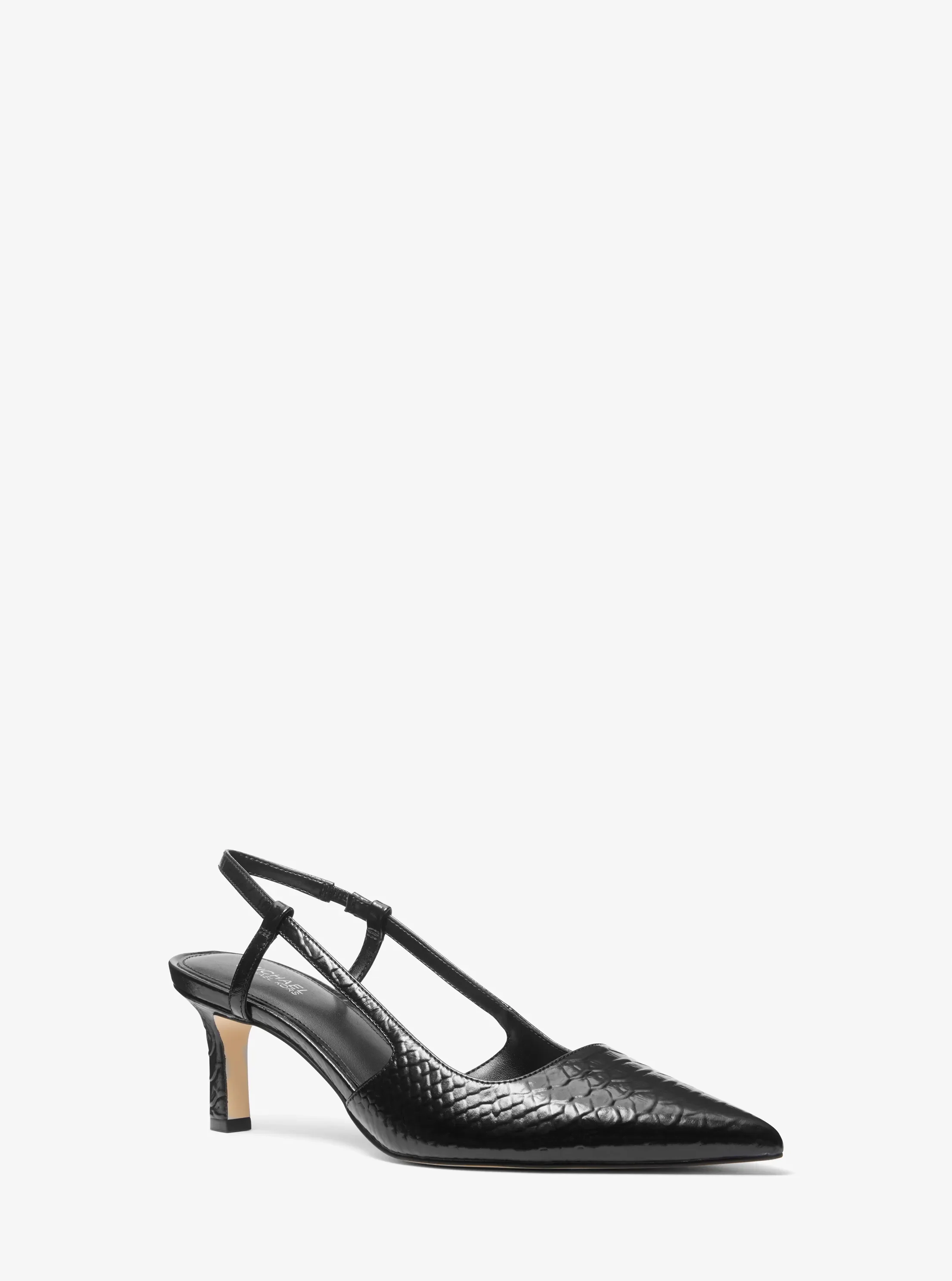 Женские туфли Michael Kors Alora Snake Embossed Leather Slingback Pump, цвет: Чёрный