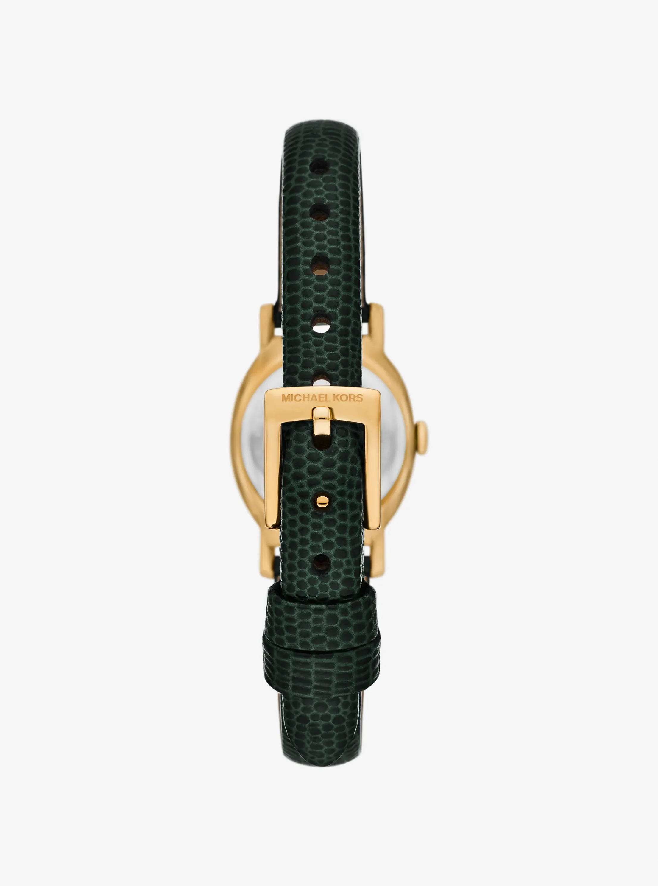 Женские часы Michael Kors Petite Maude Gold-Tone and Lizard Embossed Leather Watch — фото 3