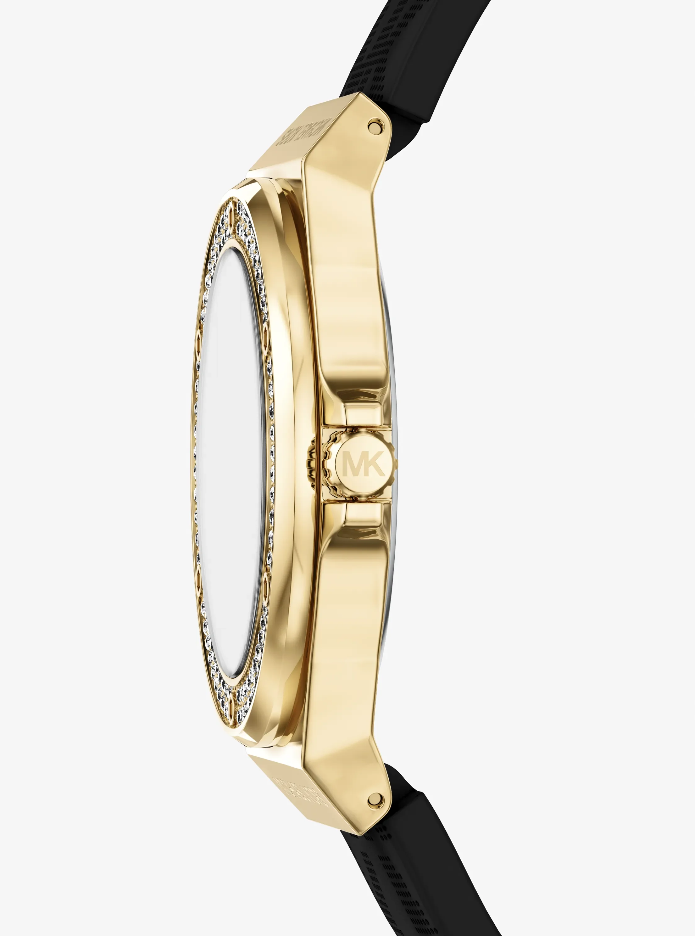 Часы Michael Kors Lennox Pavé Gold-Tone and Logo Strap Watch, цвет: Чёрный — фото 2
