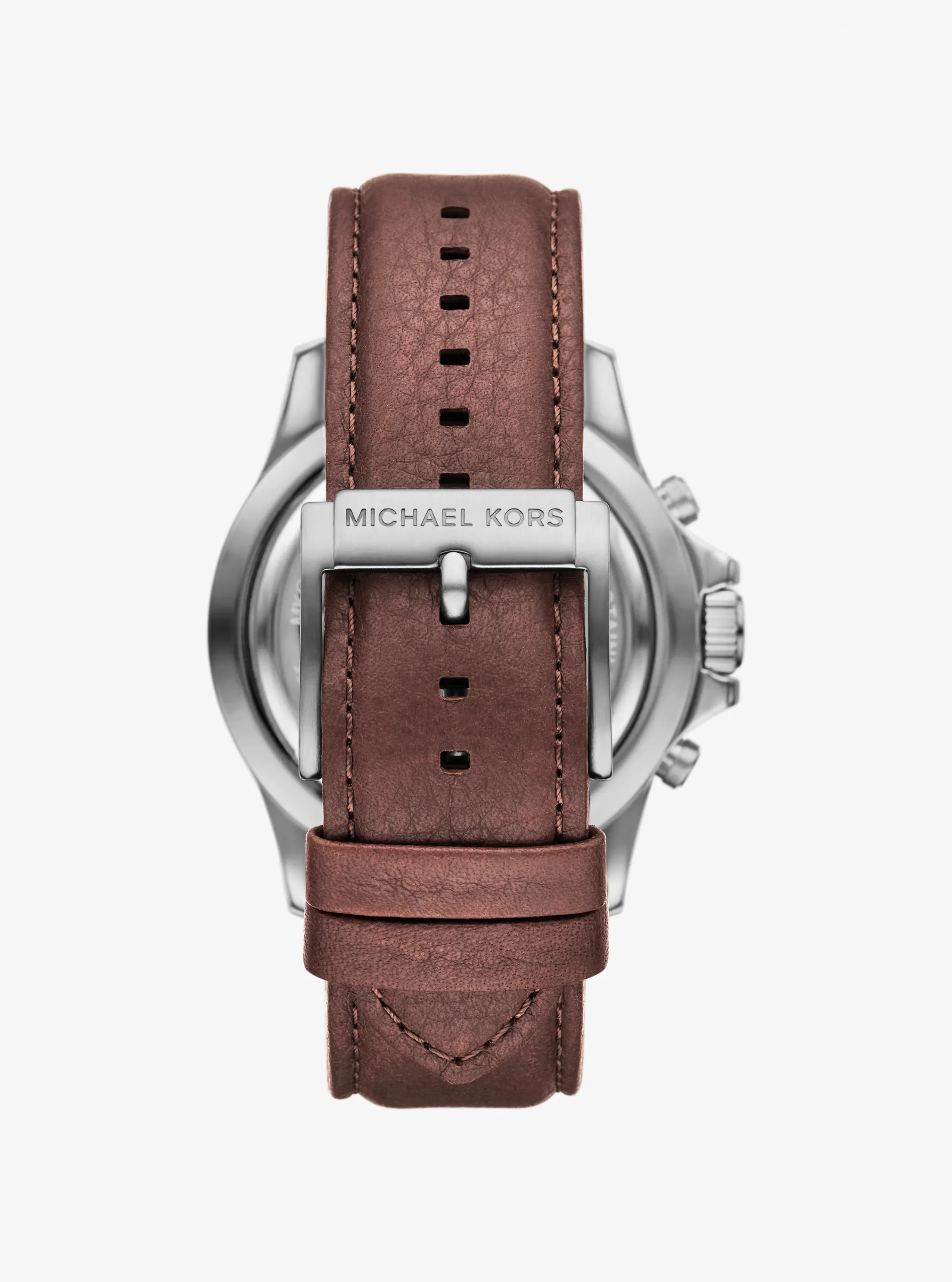Часы Michael Kors Oversized Everest Silver-Tone and Leather Watch, цвет: Серебряный — фото 3