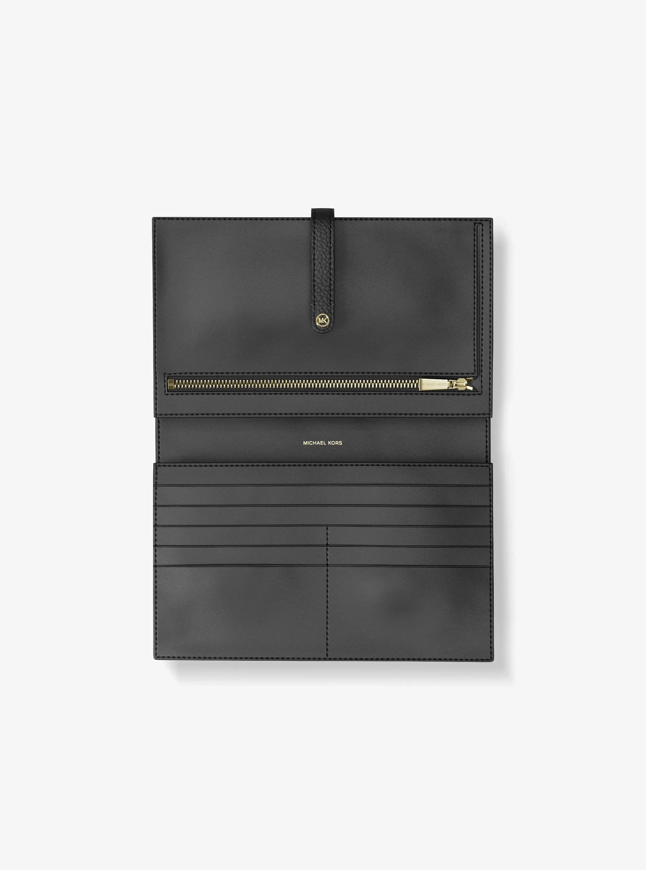 Женский кошелёк Michael Kors Jet Set Travel Small Pebbled Leather Wallet, цвет: Чёрный — фото 2