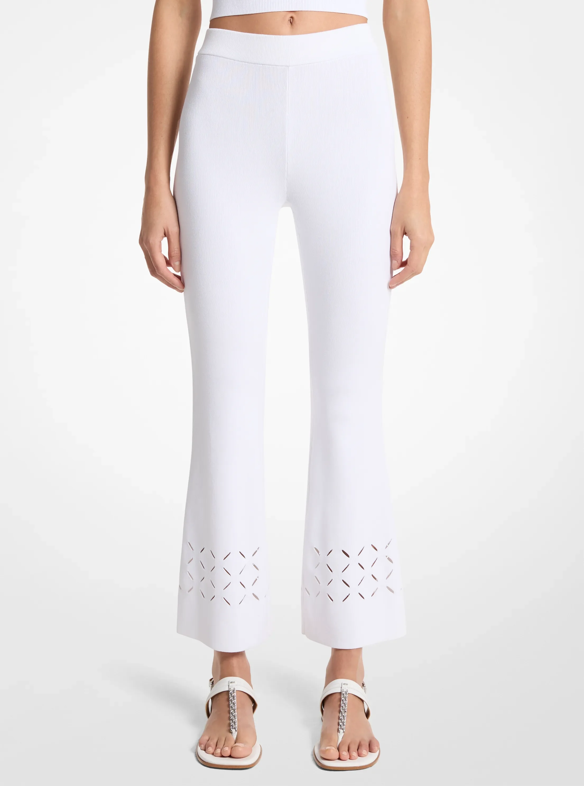 Брюки Michael Kors Laser Cut Stretch Knit, цвет: Белый