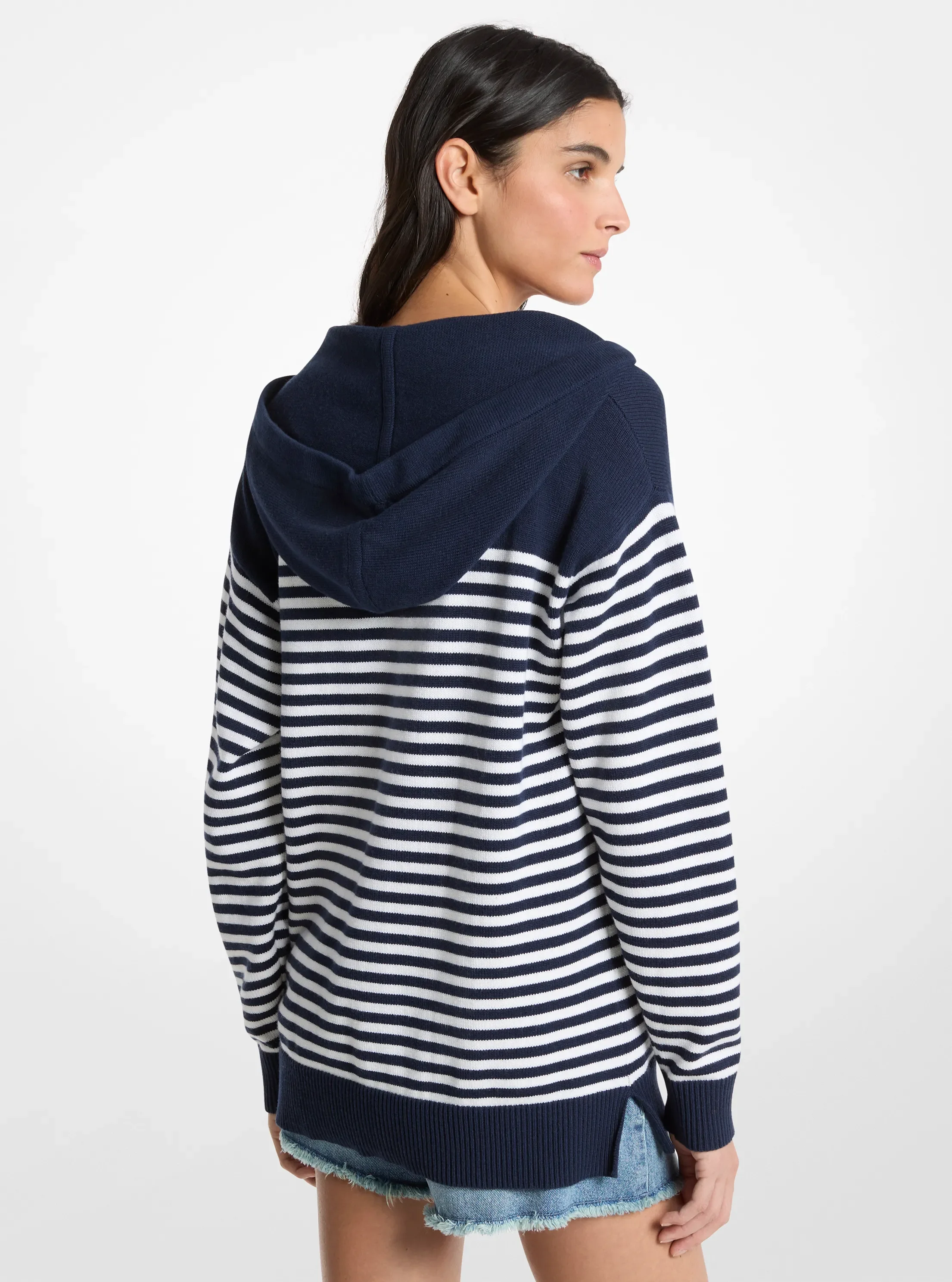 Женское худи Michael Kors Striped Wool Lace-Up, цвет: Midnightblue — фото 2