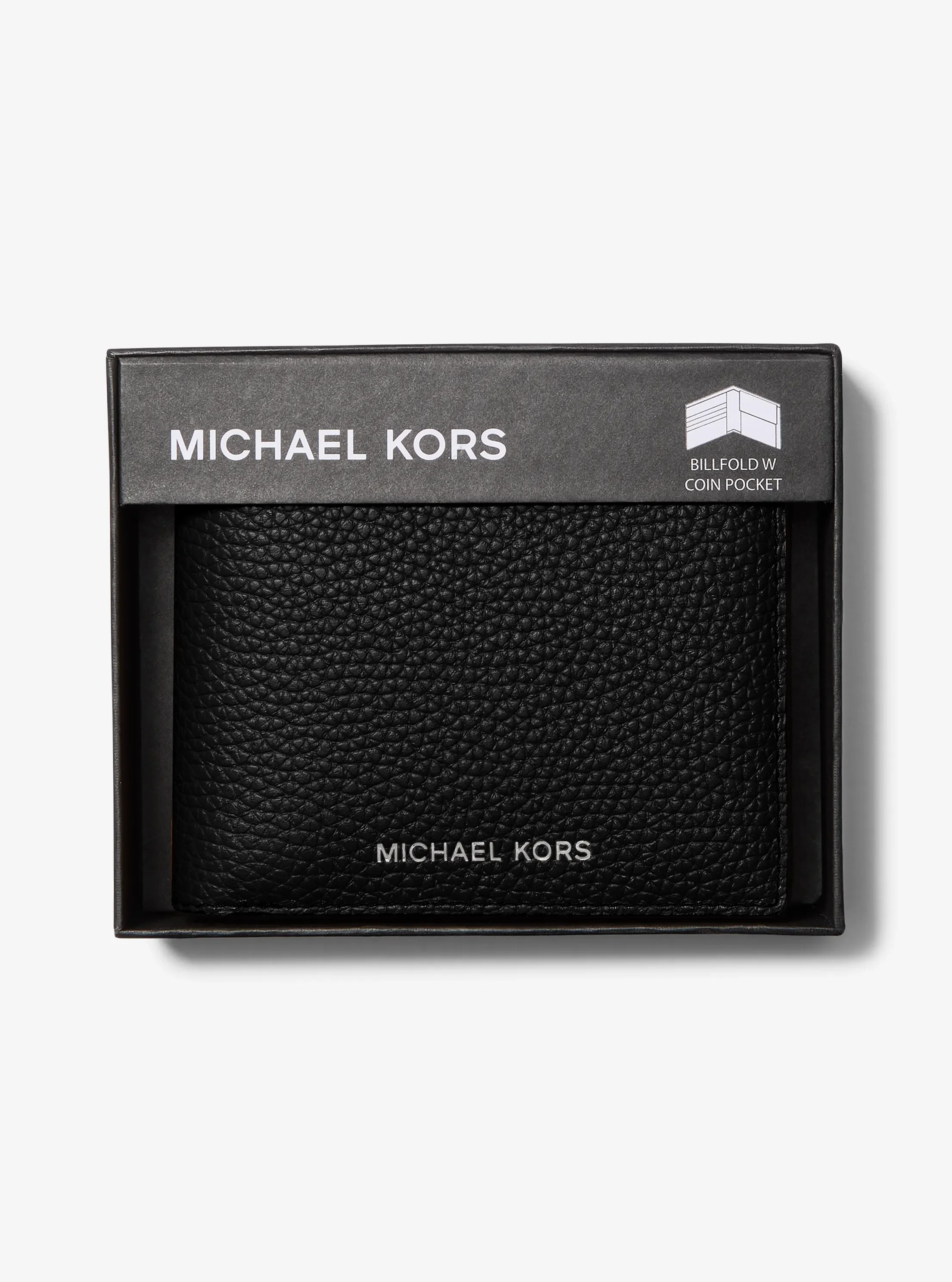 Кошелёк Michael Kors Cooper Pebbled Leather Billfold Wallet With Coin Pouch, цвет: Чёрный — фото 3