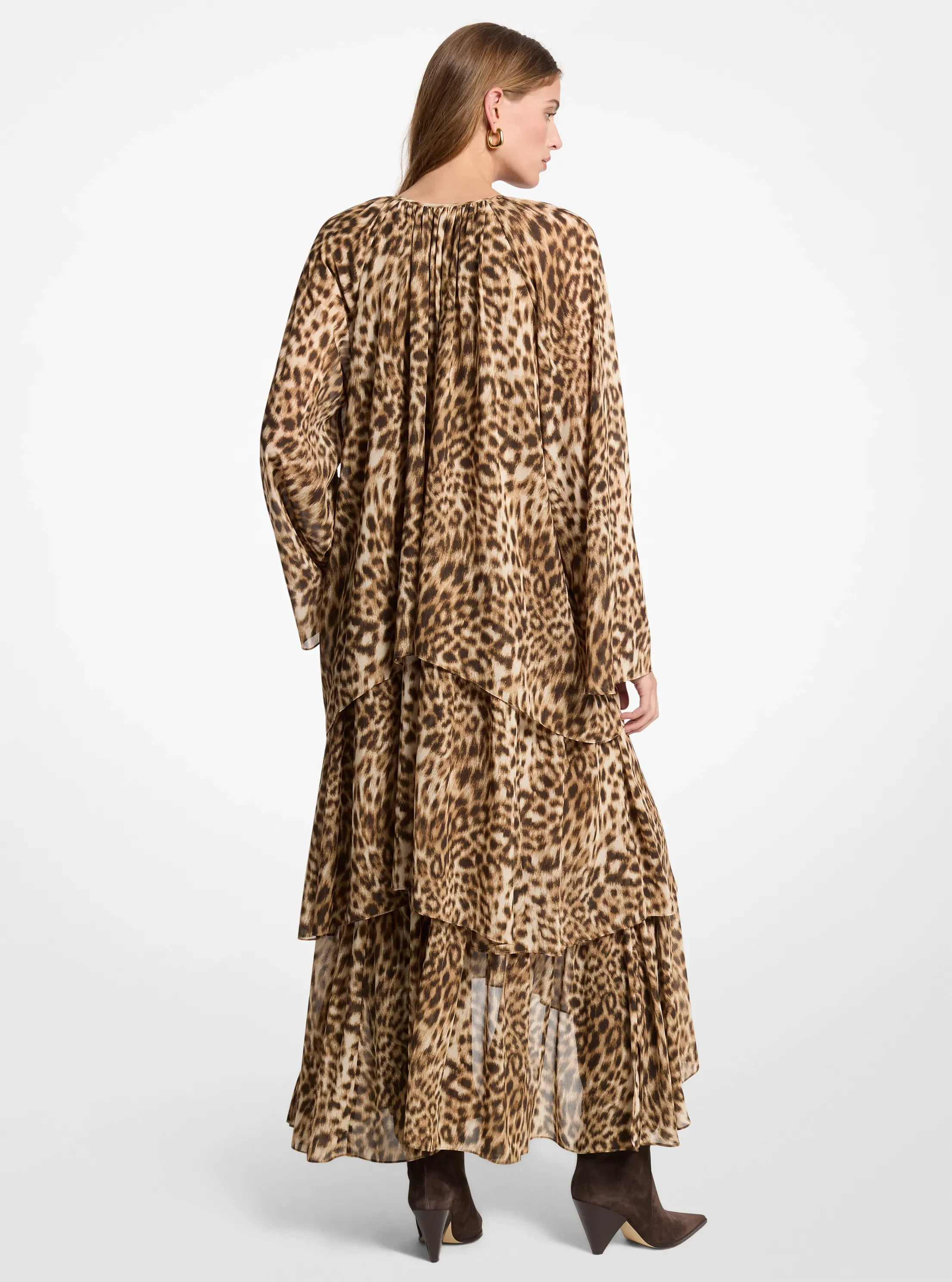 Michael Kors Leopard Print Georgette High-Low Dress — фото 2