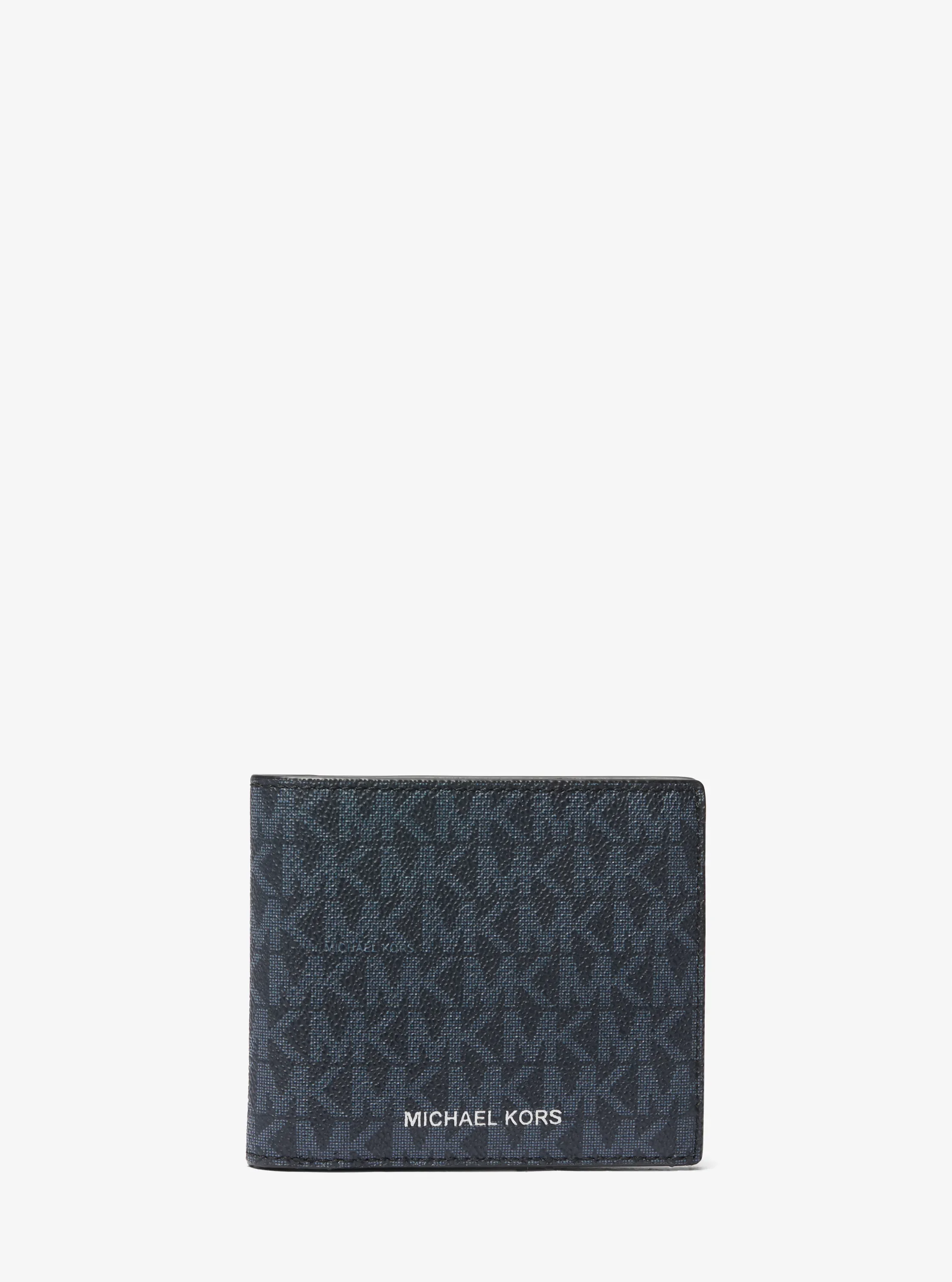 Мужской кошелёк Michael Kors Hudson Signature Logo Billfold Wallet, цвет: Admrl/Plblue