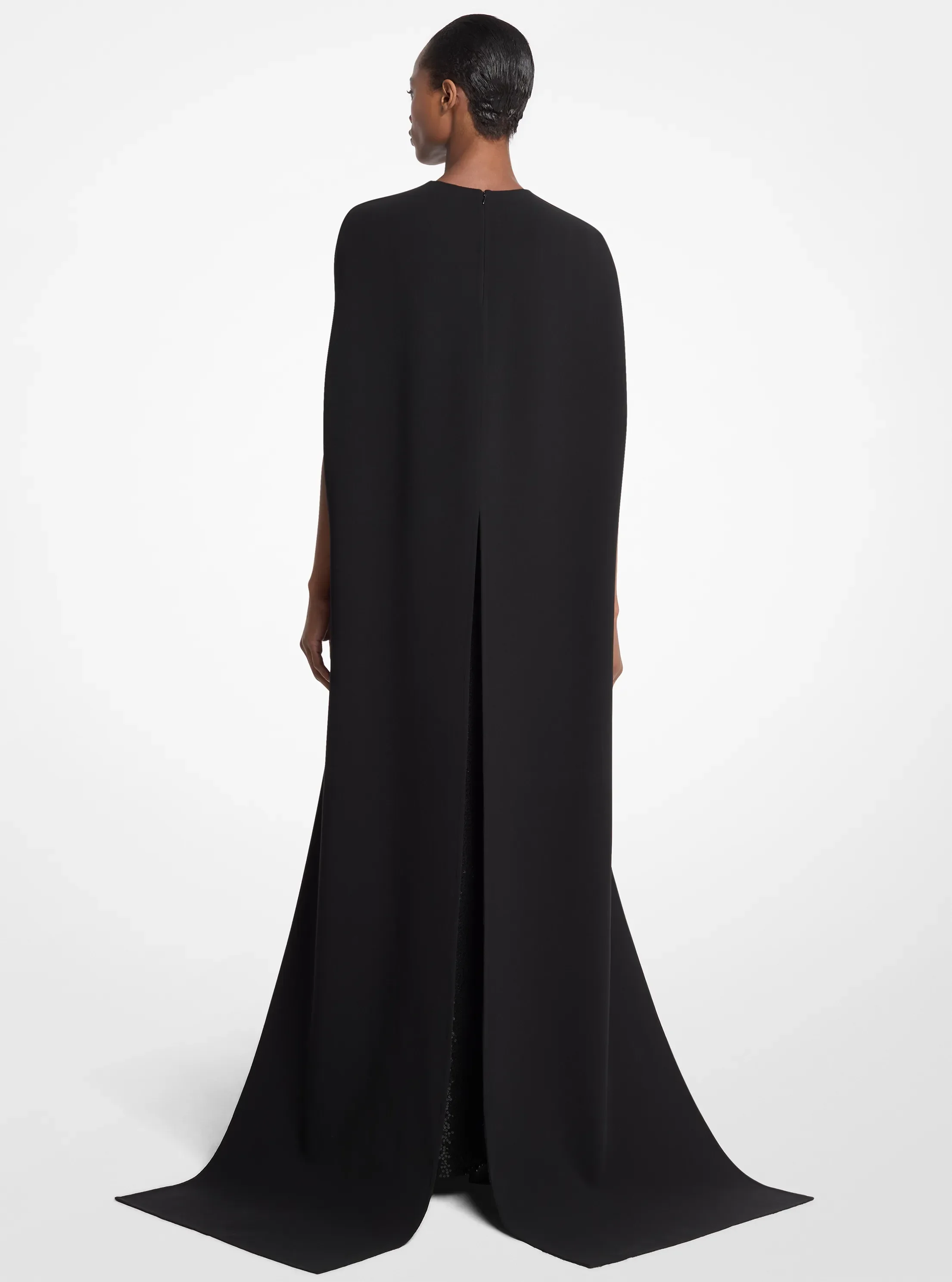 Michael Kors Double-Faced Stretch Wool and Hand-Embroidered Sequin Cape Gown — фото 2