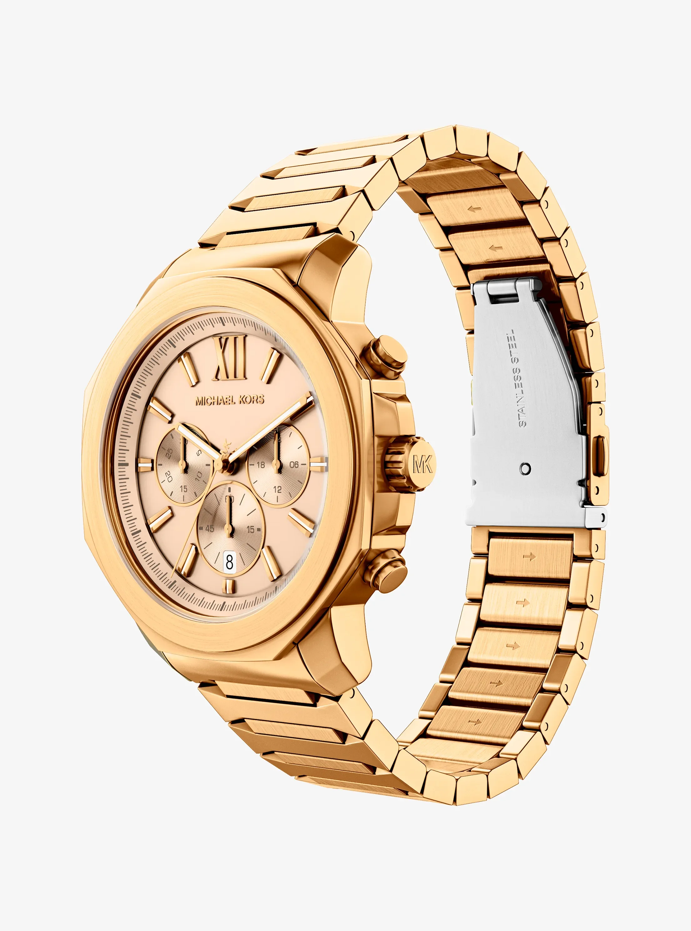 Женские часы Michael Kors Oversized Prescott Gold-Tone Watch, цвет: Золотой — фото 5
