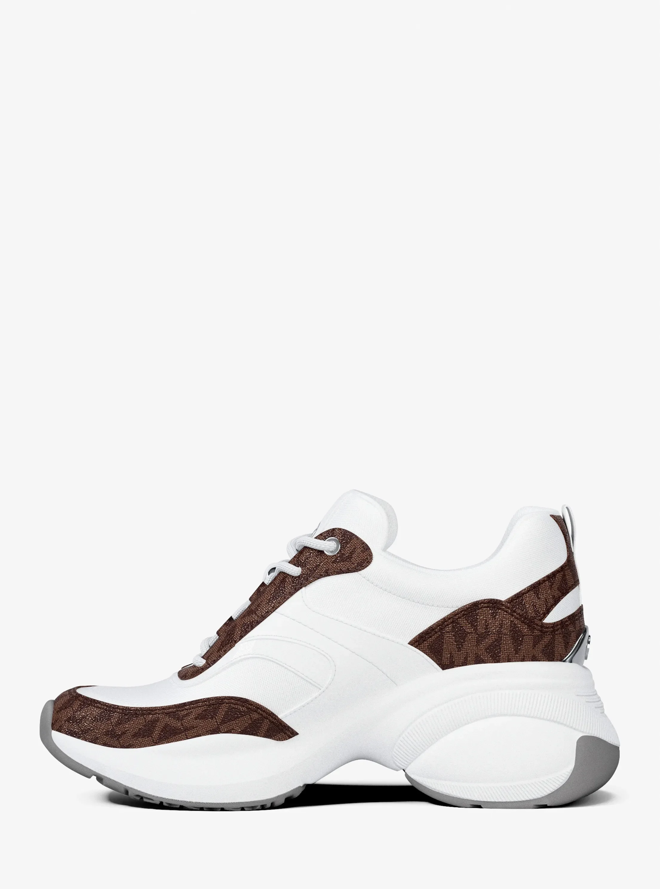 Кроссовки Michael Kors Kaia Signature Logo Trainer, цвет: Белый / Коричневый — фото 3