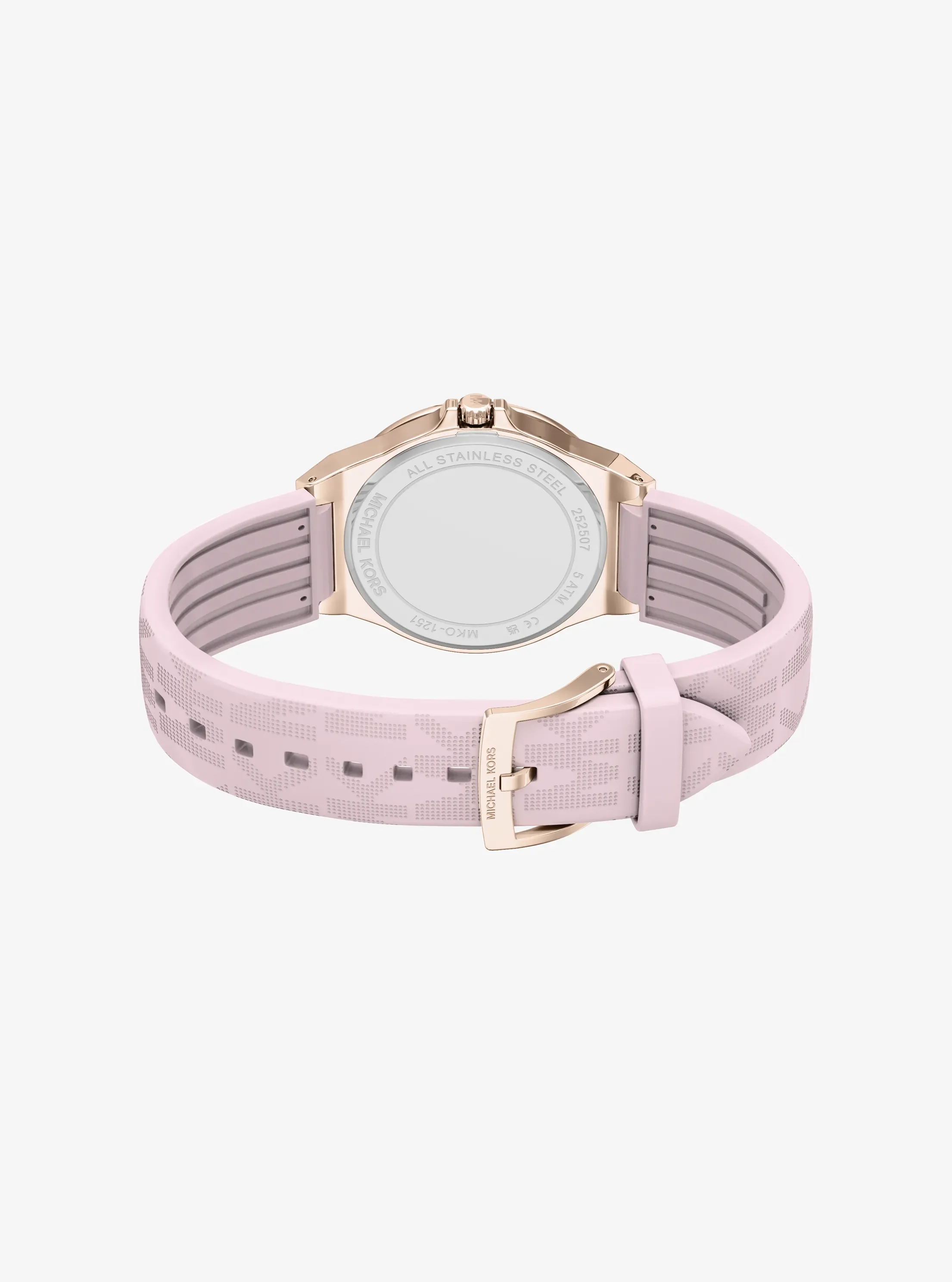 Часы Michael Kors Lennox Pavé Rose Gold-Tone and Logo Silicone Strap Watch, цвет: Розовое золото — фото 4