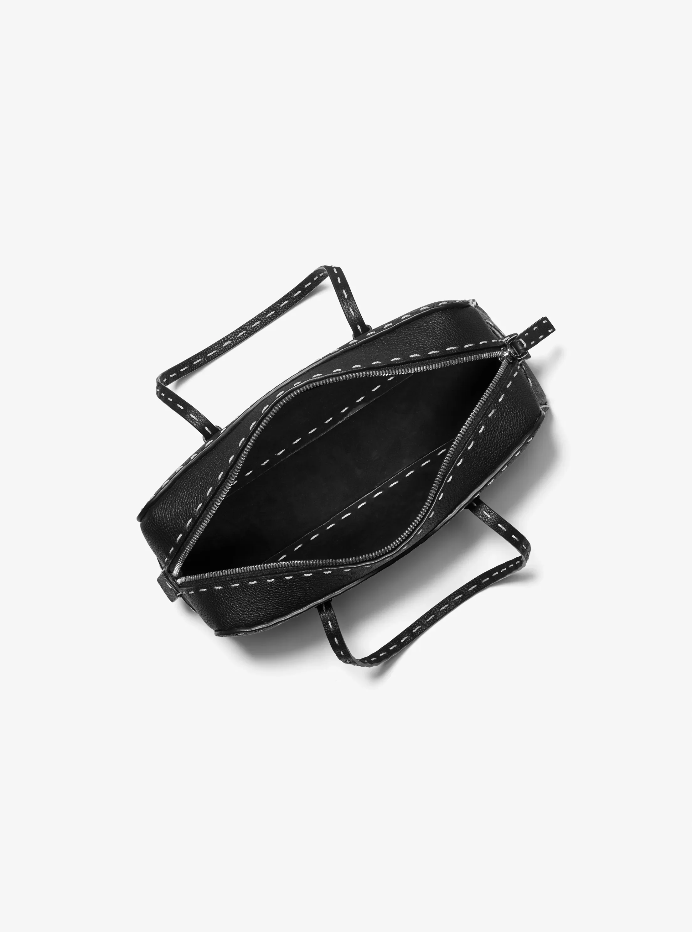 Женская сумка Michael Kors Roberta Hand-Stitched Pebbled Leather Satchel, цвет: Чёрный — фото 2