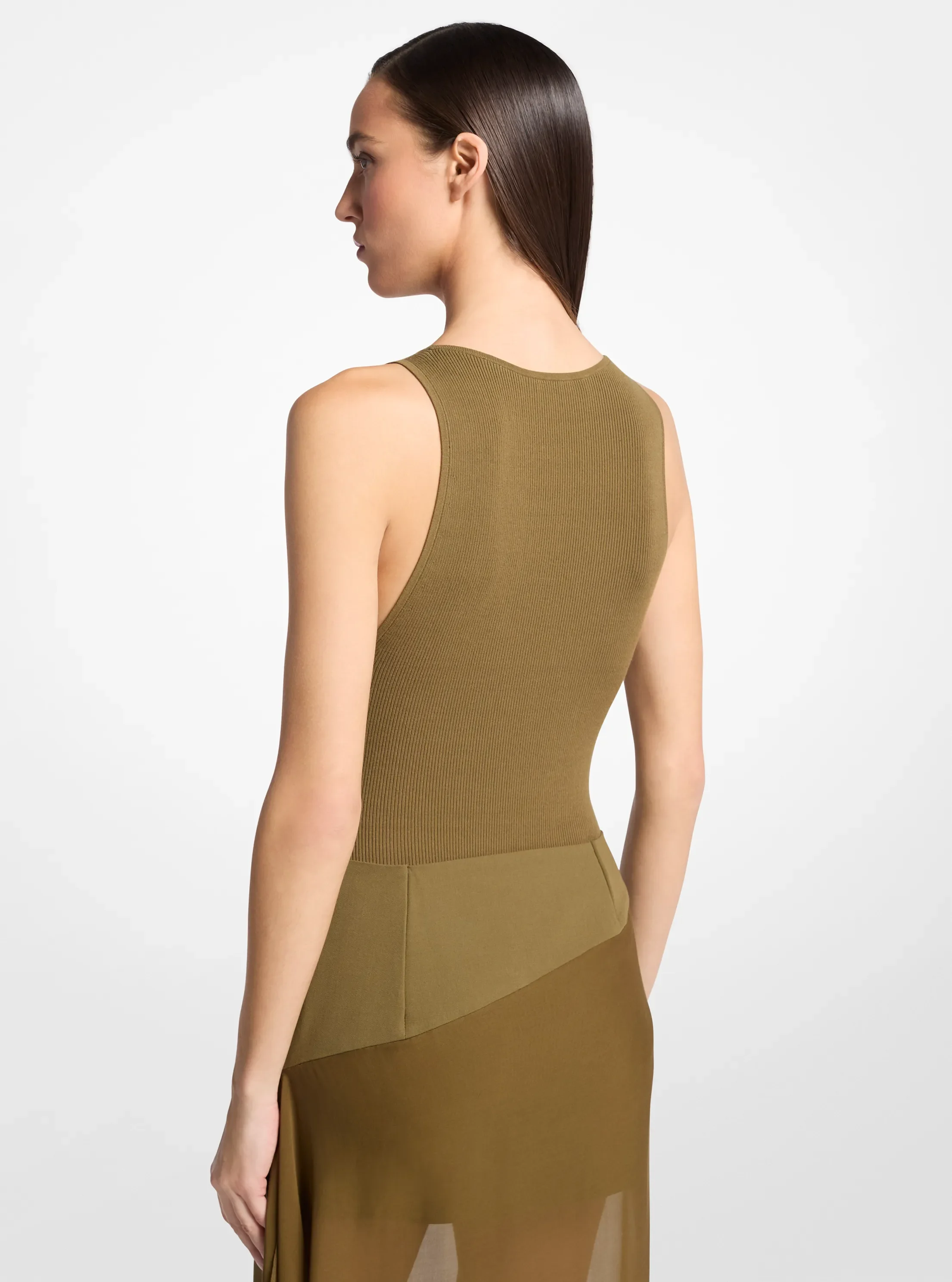 Боди Viscose, в рубчик, стрейч — Michael Kors, цвет: Fennel — фото 2