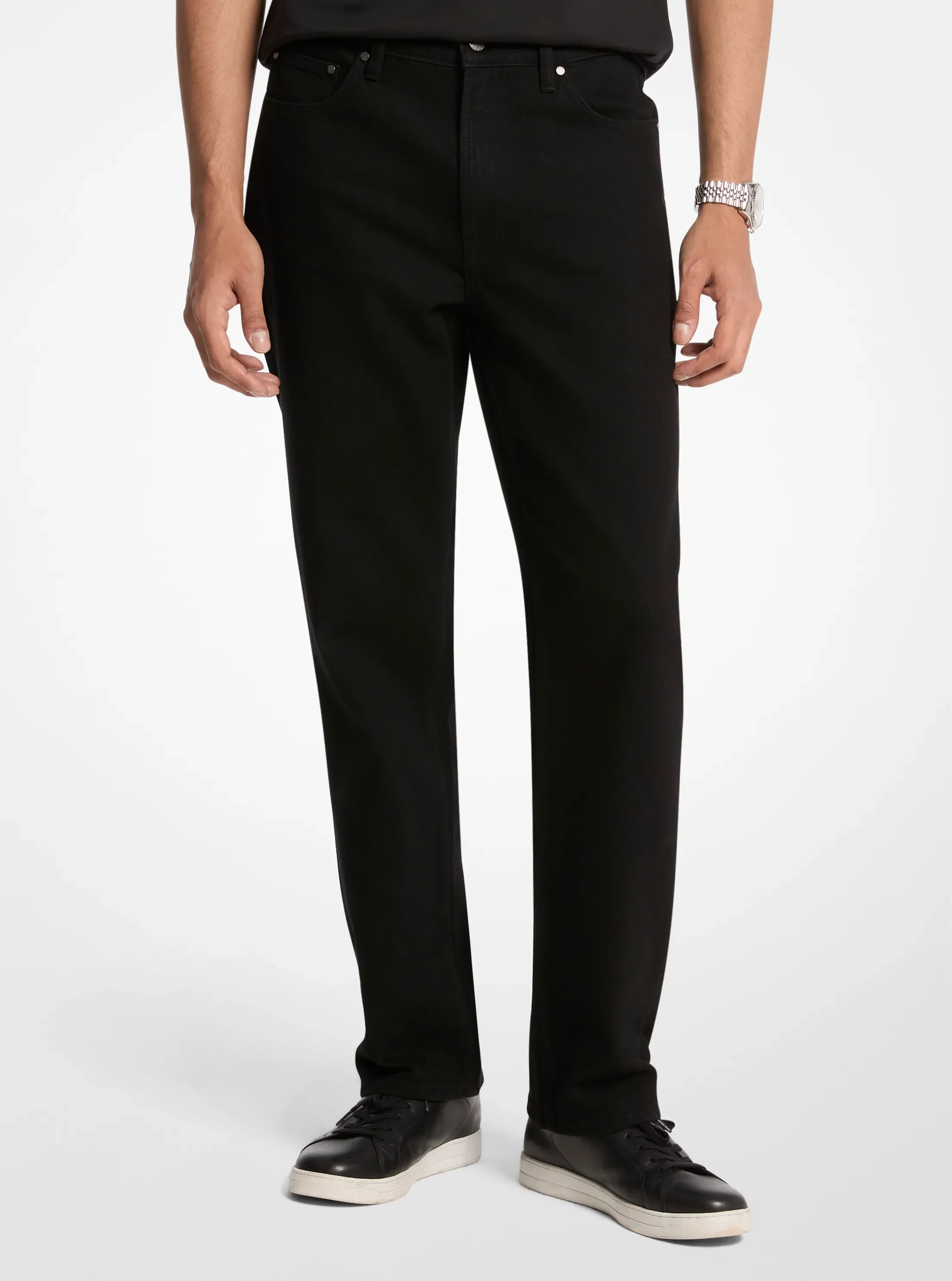 Джинсы Michael Kors Finn Straight-Fit Stretch Denim Jeans, цвет: Чёрный