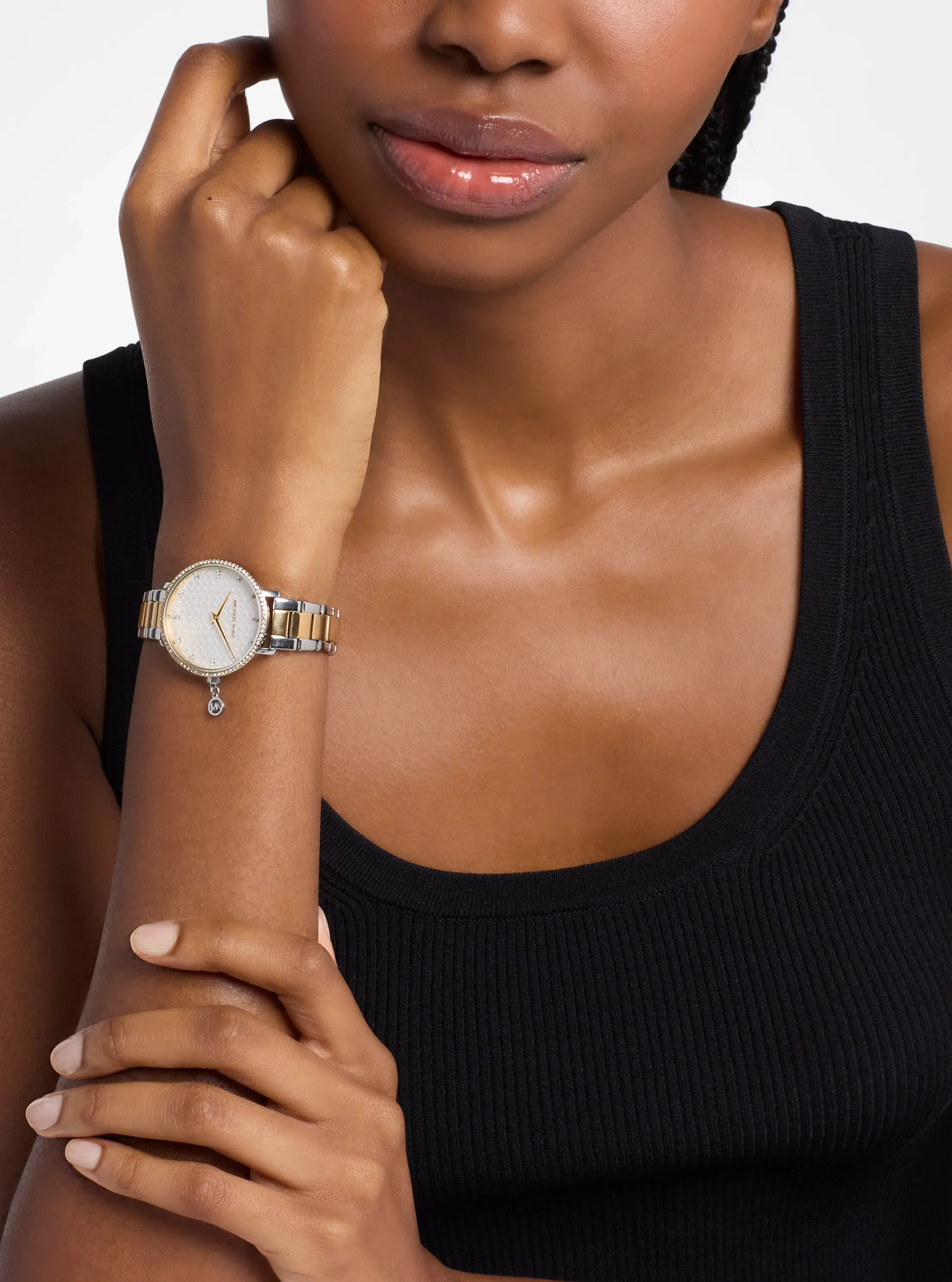 Женские часы Michael Kors Mini Pyper Pavé Two-Tone Watch, цвет: Двухцветный — фото 6