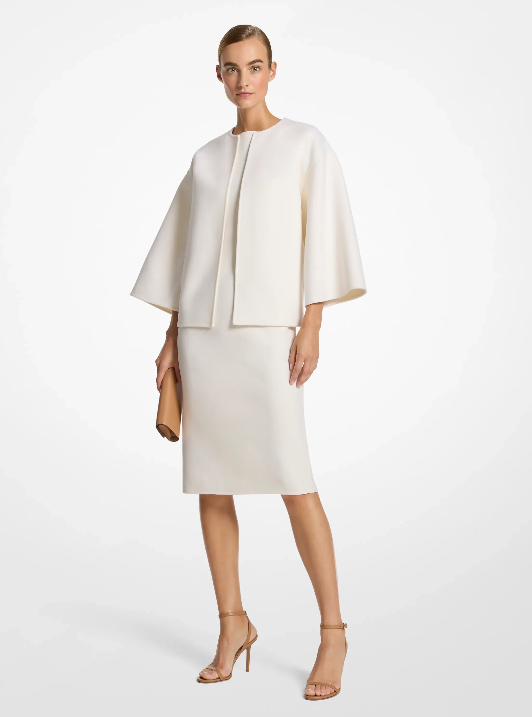 Женская куртка Michael Kors Double Faced Wool Kimono, цвет: Слоновая кость