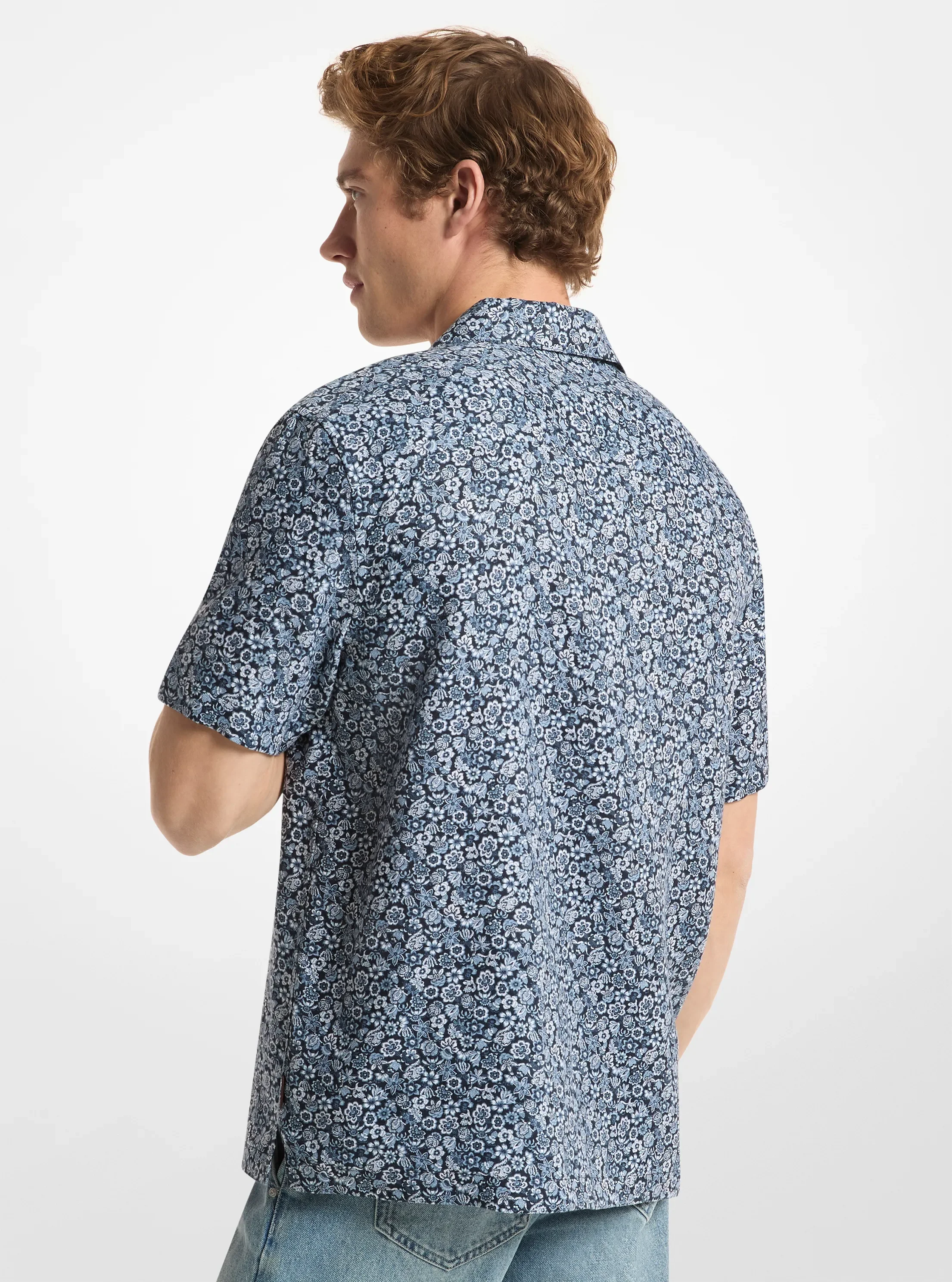 Мужские рубашки Michael Kors Floral Print Linen Camp Shirt — фото 2