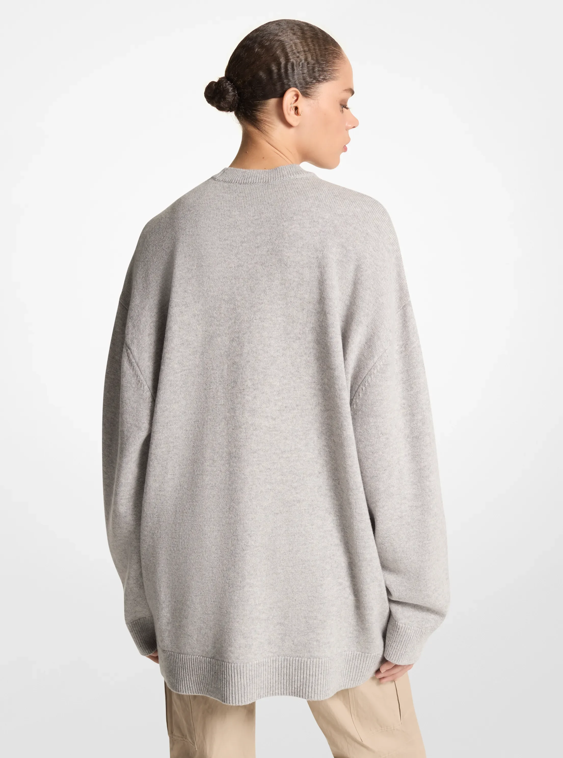 Кардиган Michael Kors Cashmere Oversized Cardigan, цвет: Жемчужный серый — фото 2