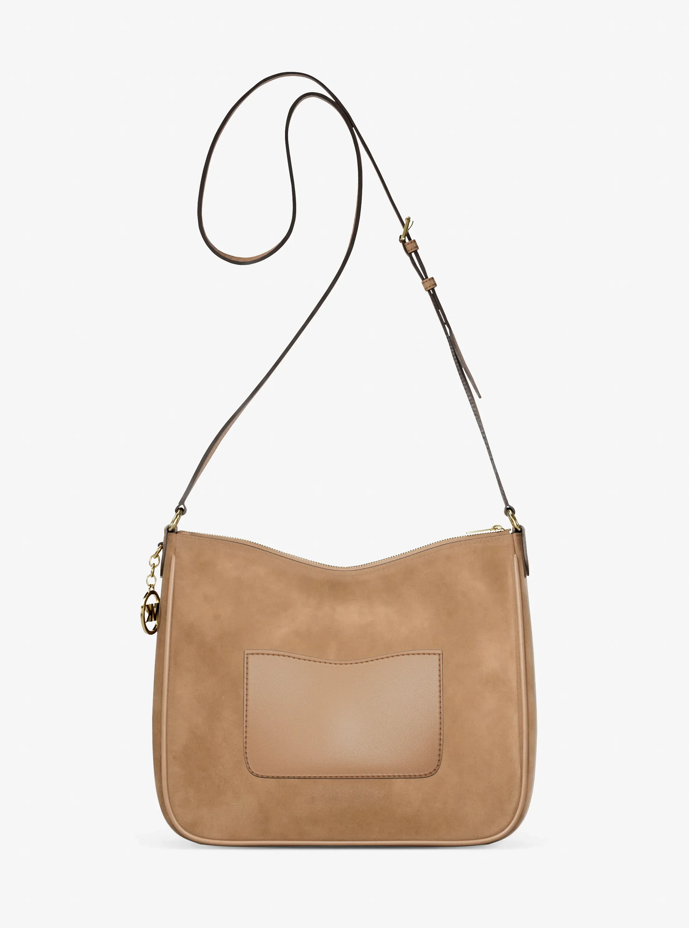 Сумка Michael Kors Nayla Medium Suede Messenger, цвет: Верблюжий — фото 5