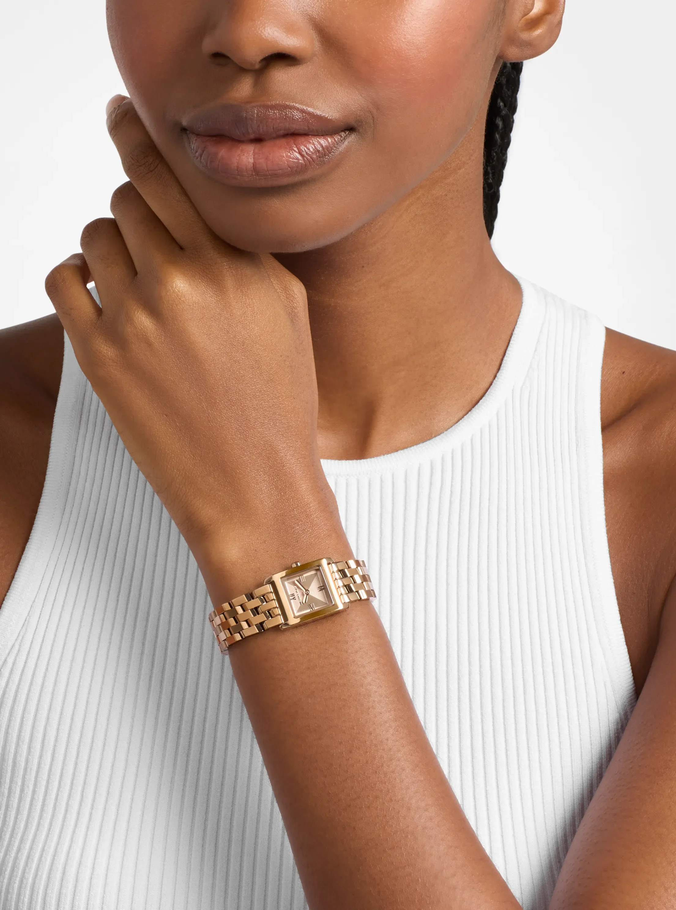Женские часы Michael Kors Micro Georgie Beige Gold-Tone Watch — фото 4