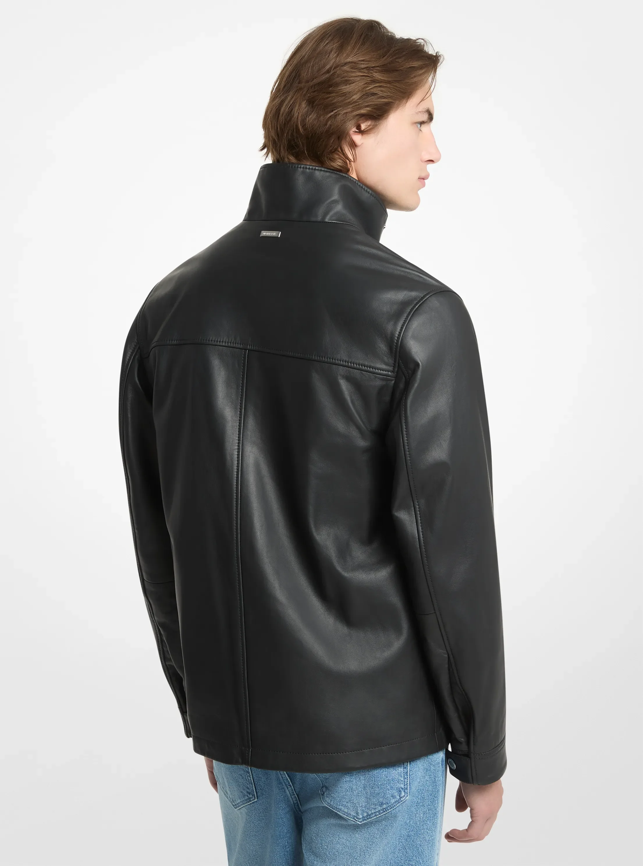 Мужская куртка Michael Kors Leather Utility, цвет: Чёрный — фото 2