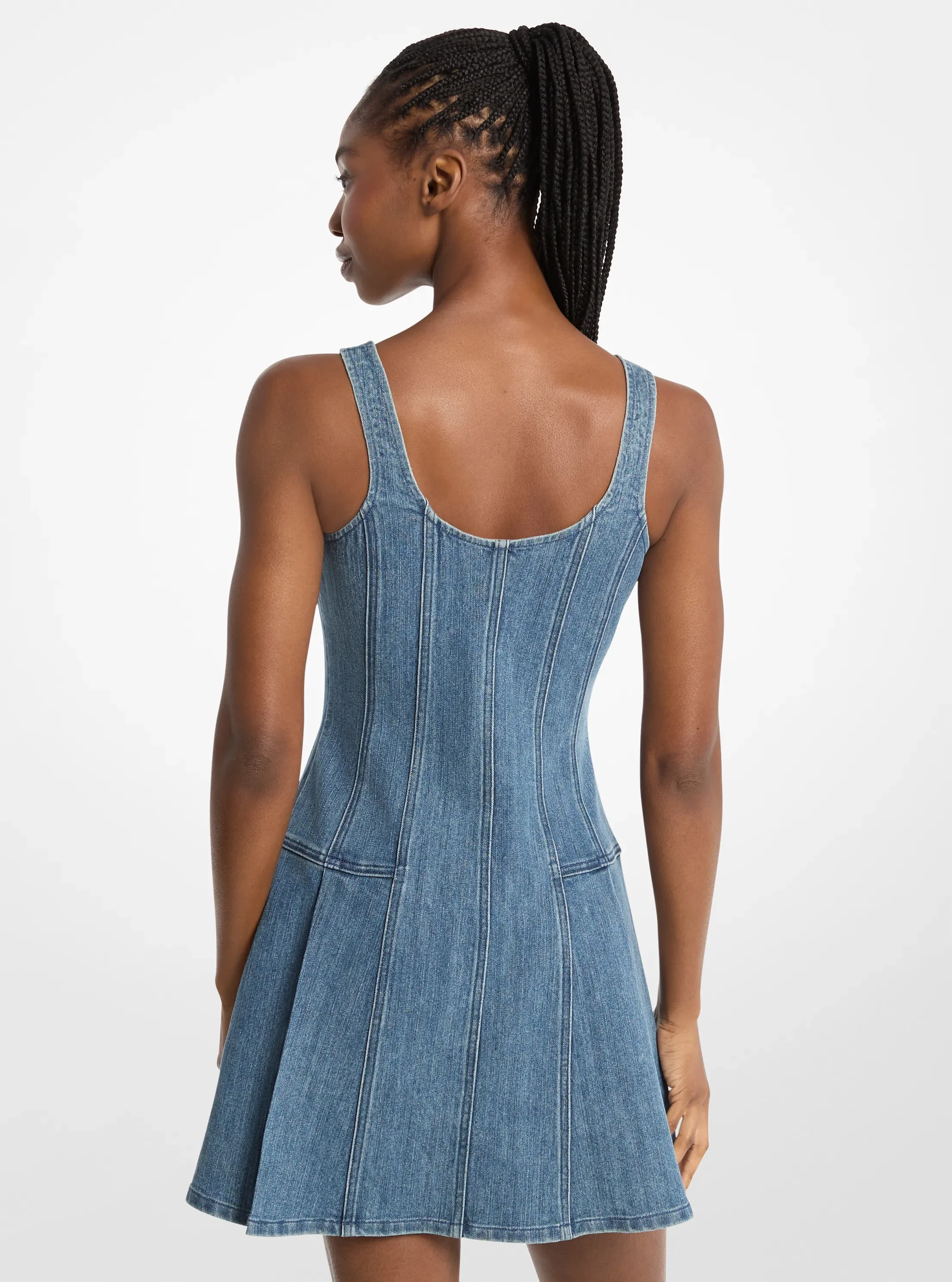 Платье Michael Kors Pleated Denim Mini, цвет: Сумеречный синий варёный — фото 2