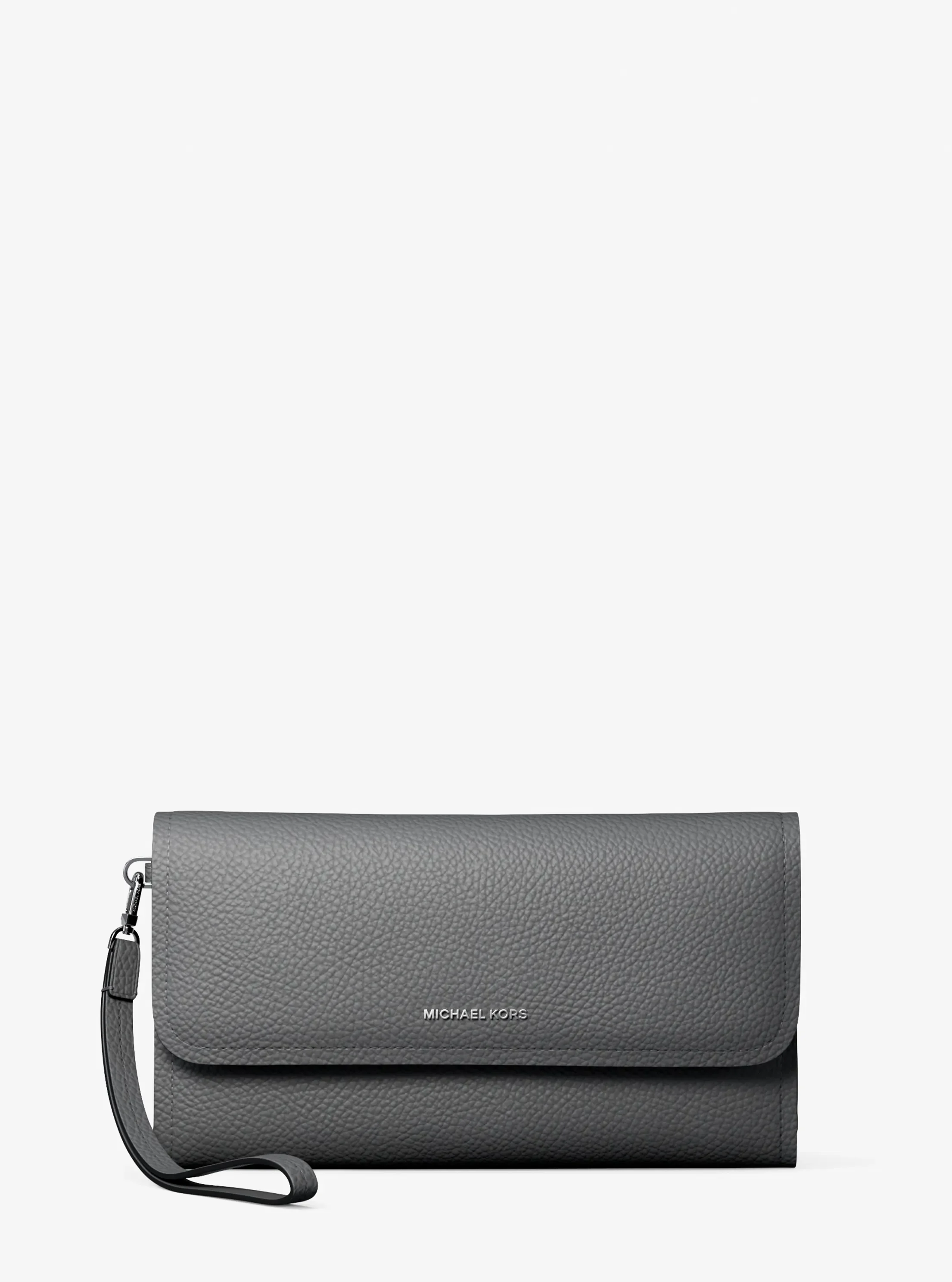 Сумка Michael Kors Jet Set Medium Pebbled Leather Convertible Wristlet, цвет: Меланжевый серый
