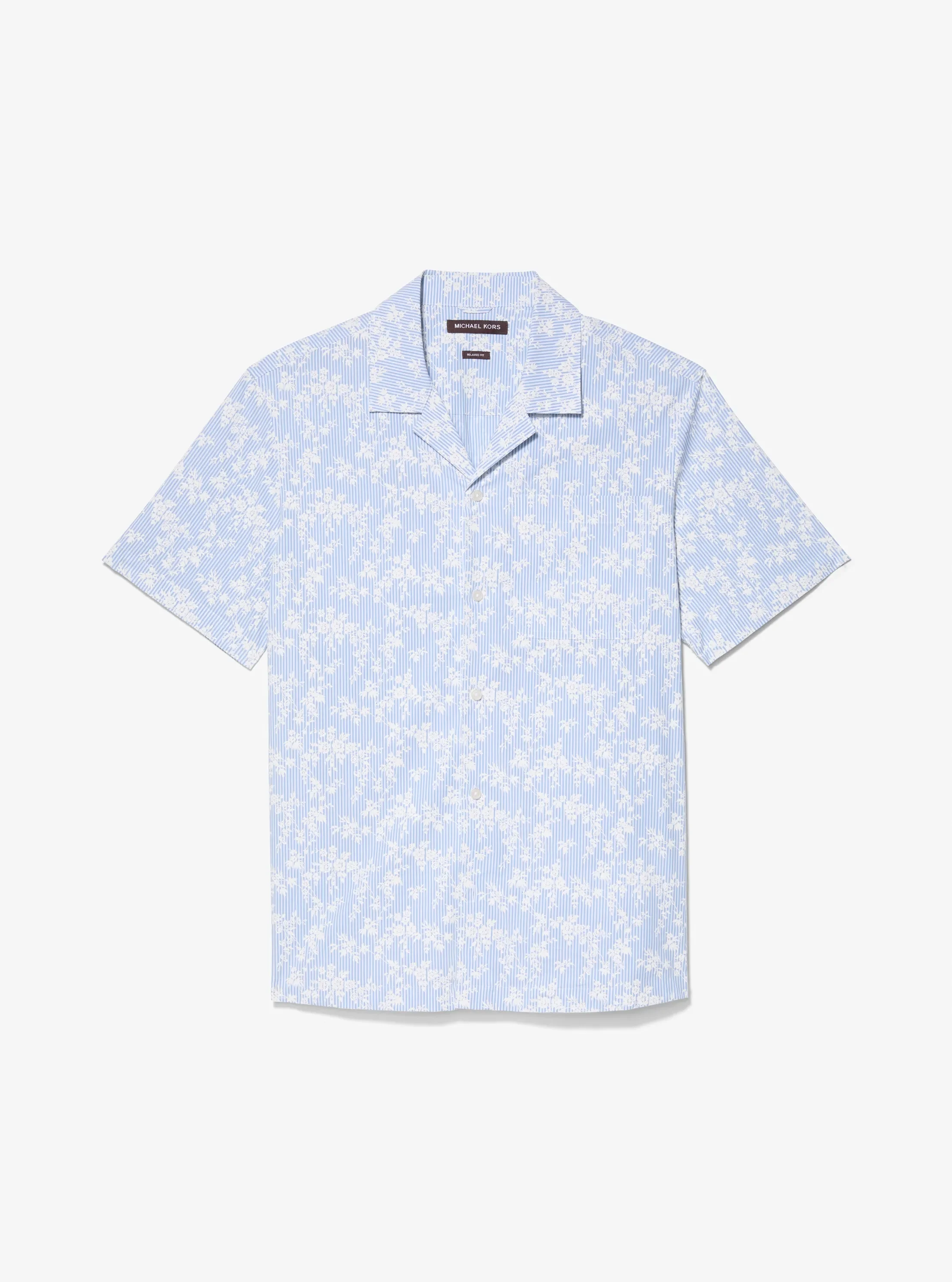 Рубашка Michael Kors Floral Stretch Cotton Short-Sleeve Shirt, цвет: Шамбре — фото 3