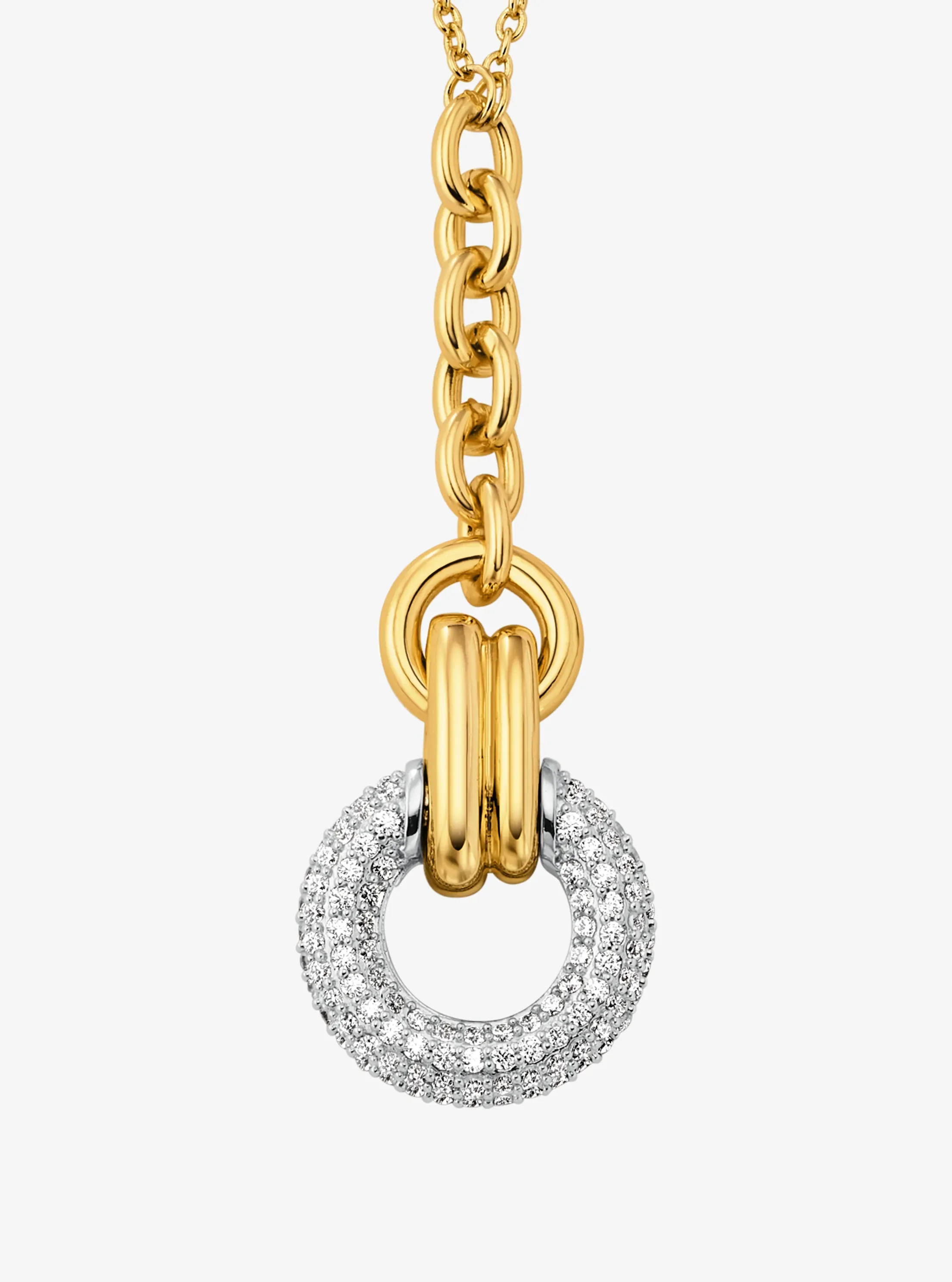 Женское колье Michael Kors Pavé Interlocking Pendant, цвет: Двухцветный — фото 2