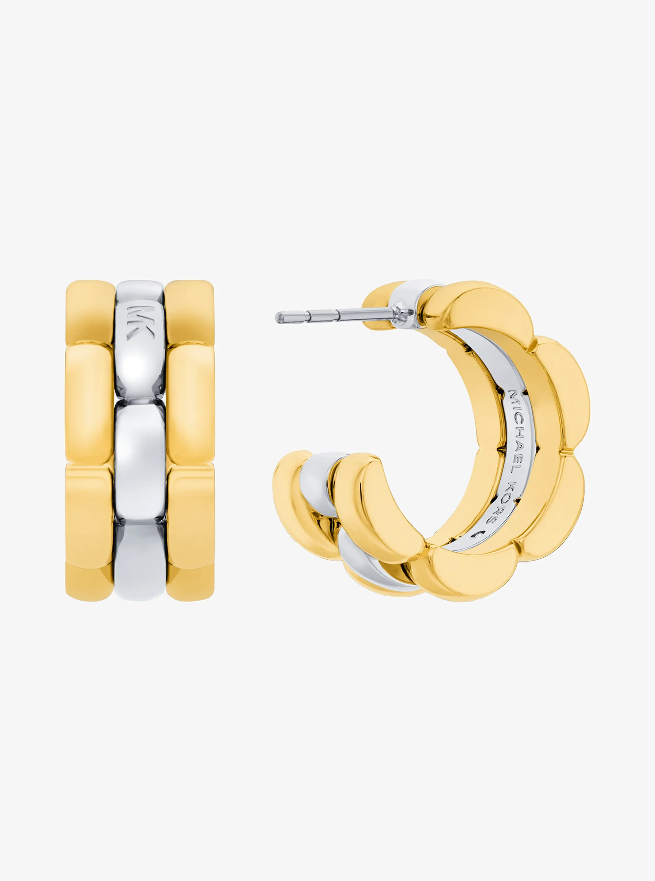 Женские серьги Michael Kors Two-Tone 3-Link Huggie, цвет: Двухцветный — фото 2