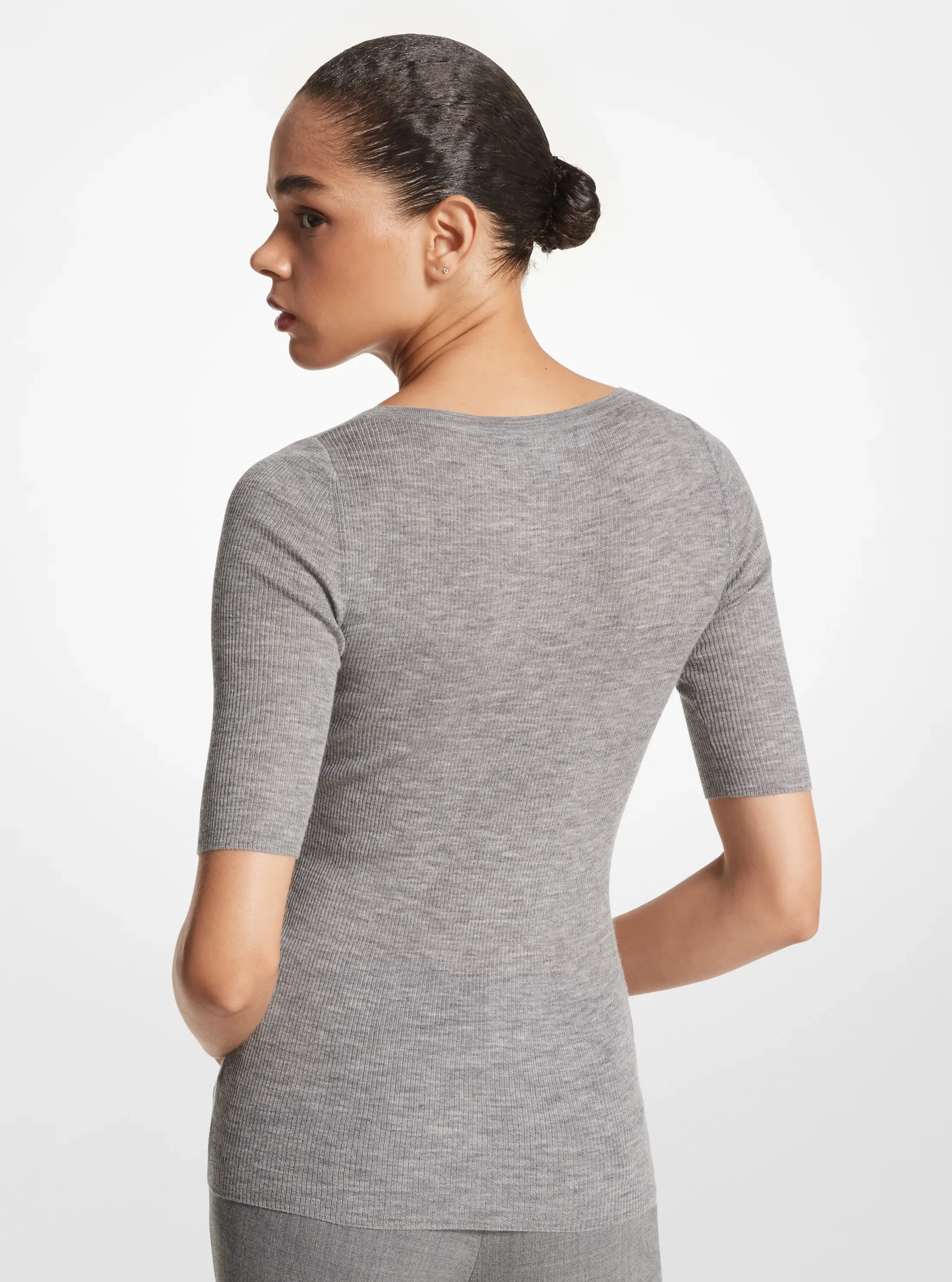Женский свитер Michael Kors Cashmere Three-Quarter Sleeve, цвет: Серый — фото 2