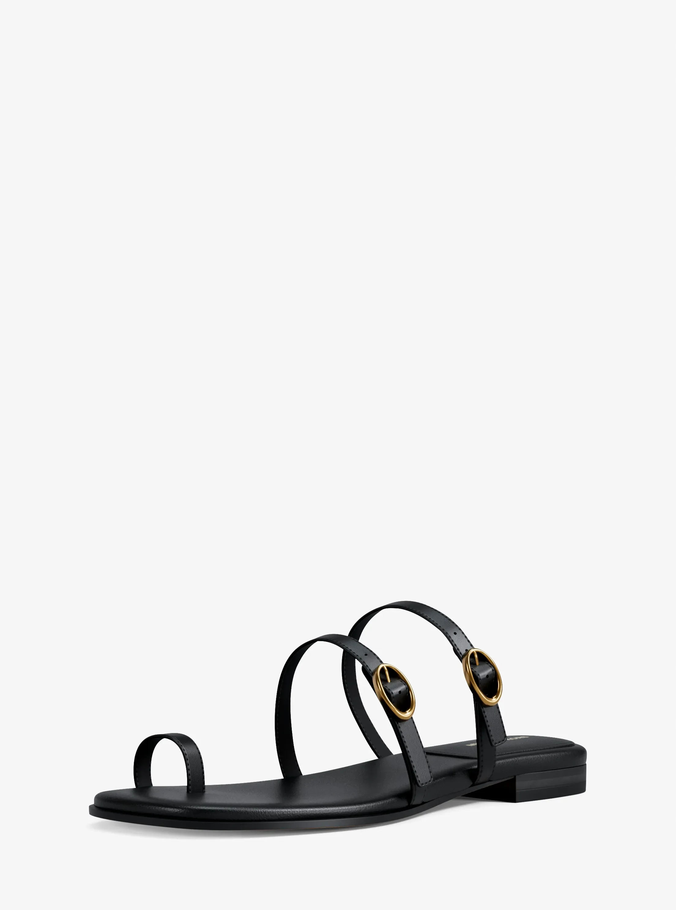 Женские сандалии Michael Kors Kya Leather Flat Sandal, цвет: Чёрный — фото 7