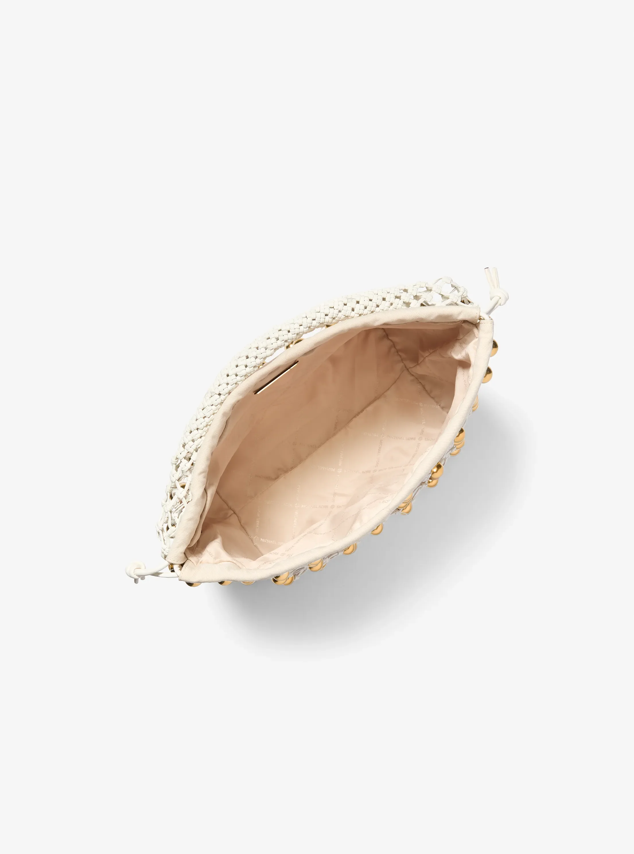 Женская сумка Michael Kors Limited-Edition Gwen Small Studded Hand-Woven Leather Hobo Shoulder Bag, цвет: Яичная скорлупа — фото 2