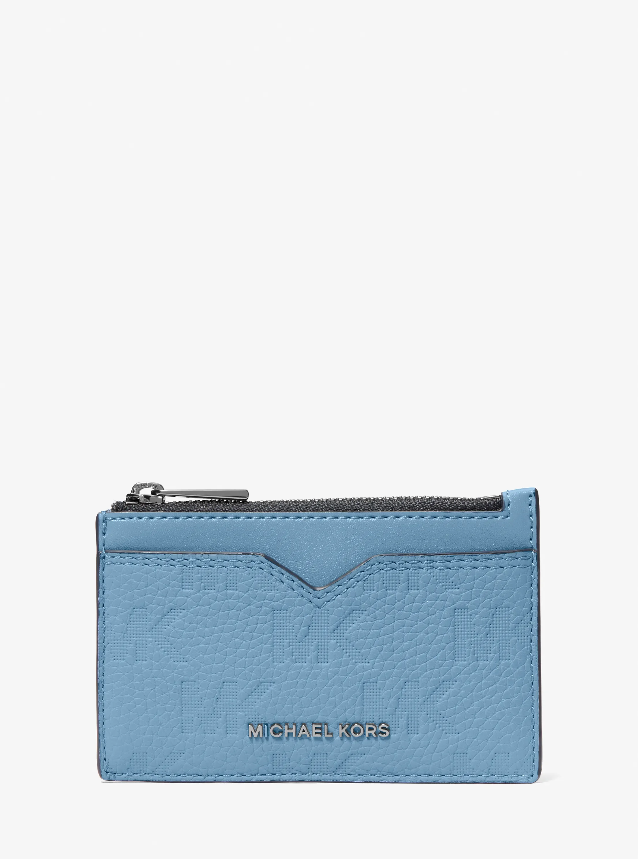 Кошелёк Michael Kors Hudson Logo Embossed Leather Card Case, цвет: Шамбре