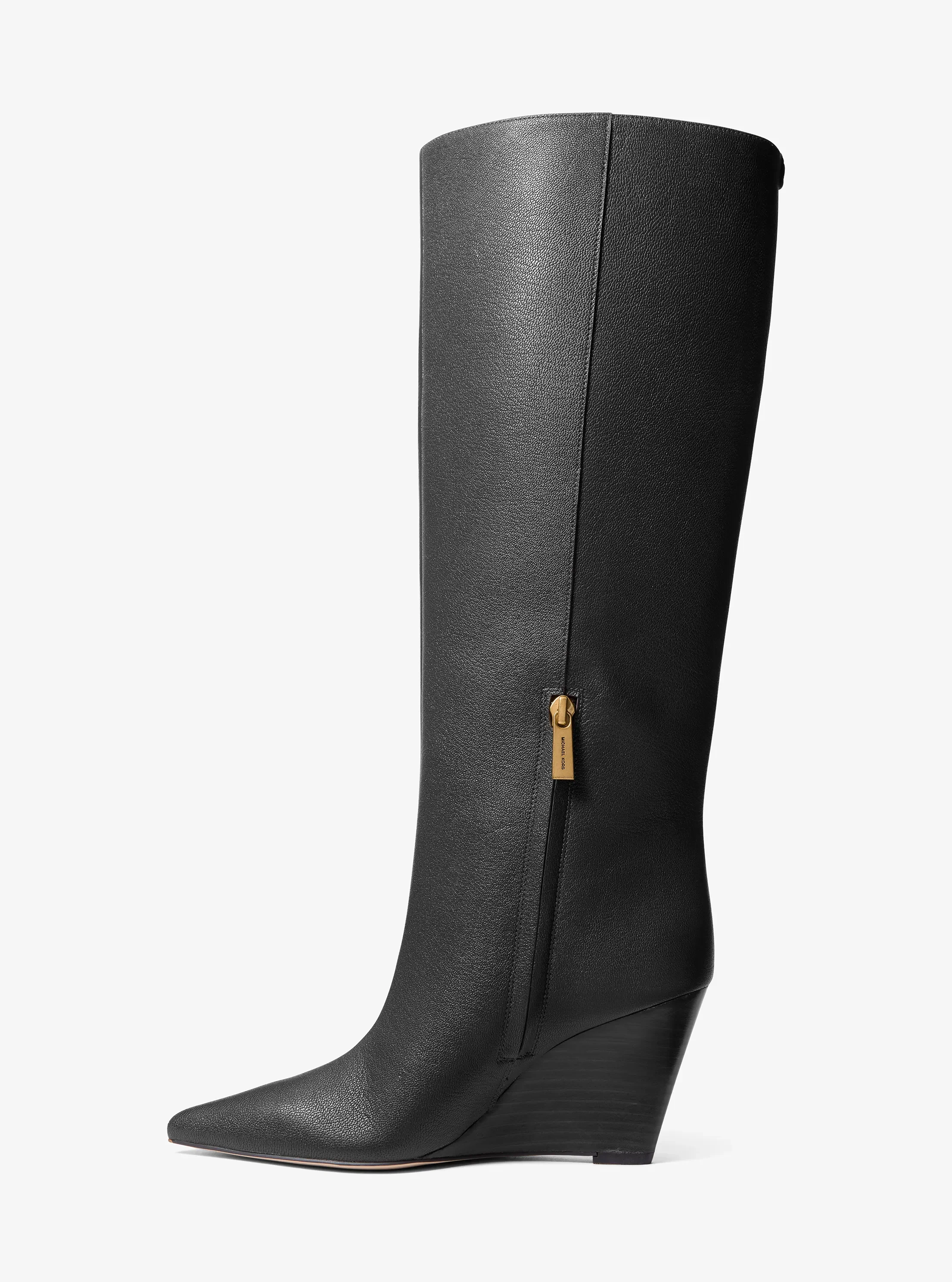 Женские ботинки Michael Kors Xandra Leather Wedge Boot, цвет: Чёрный — фото 3