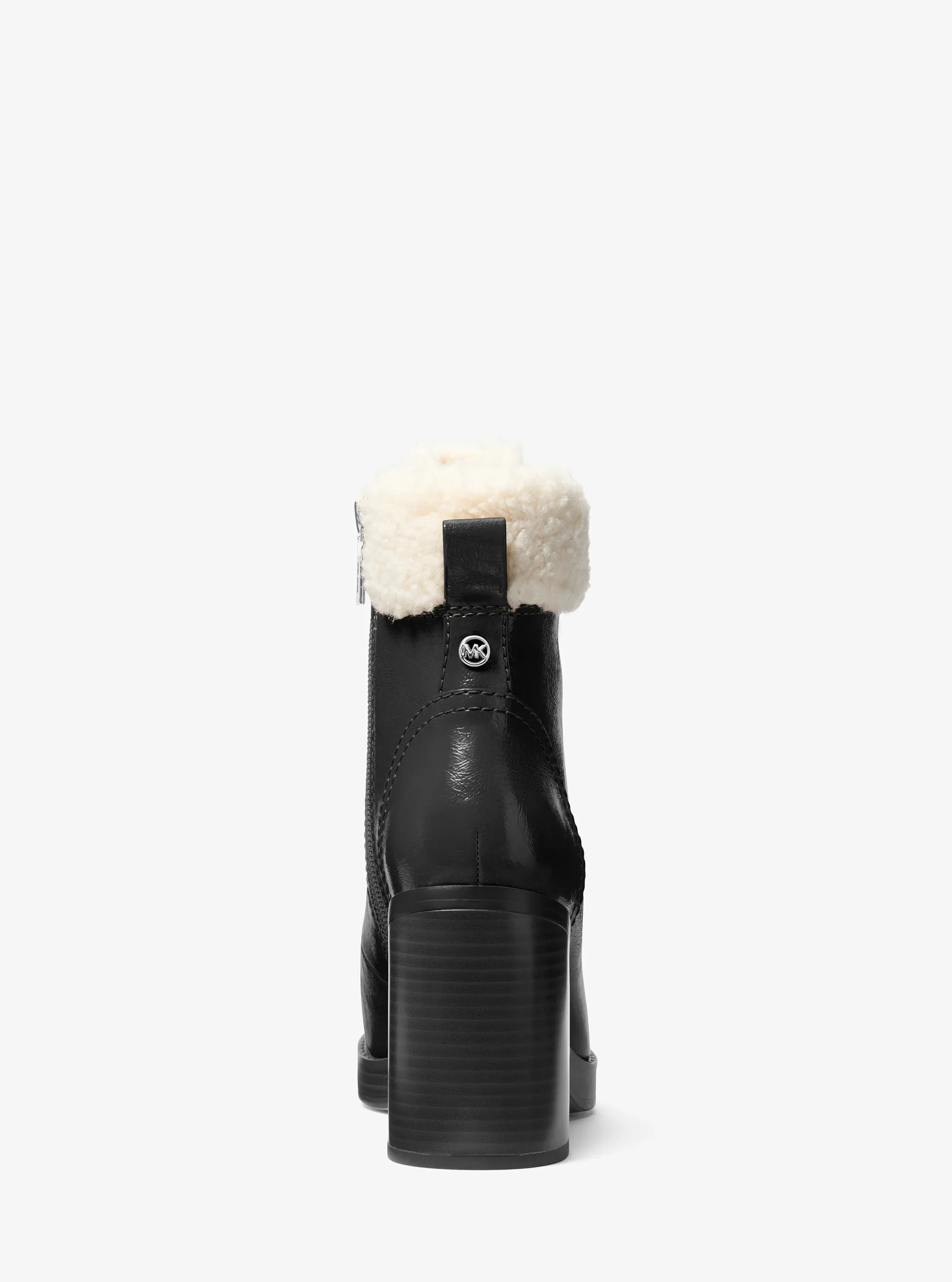 Ботинки Michael Kors Lacy Faux Shearling Block Heel Boot, цвет: Чёрный — фото 4