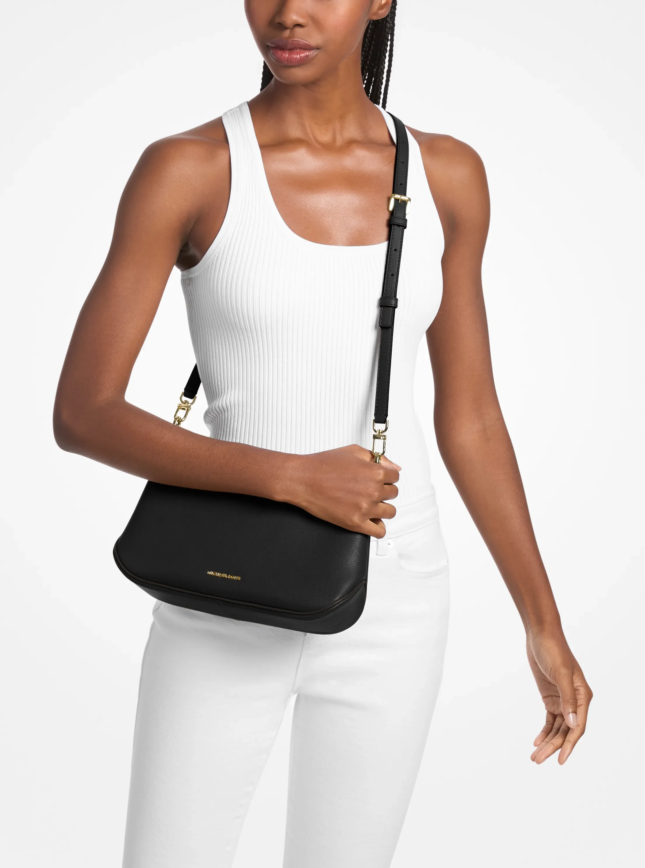Michael Kors Jet Set Medium Leather Convertible Crossbody Bag — фото 3