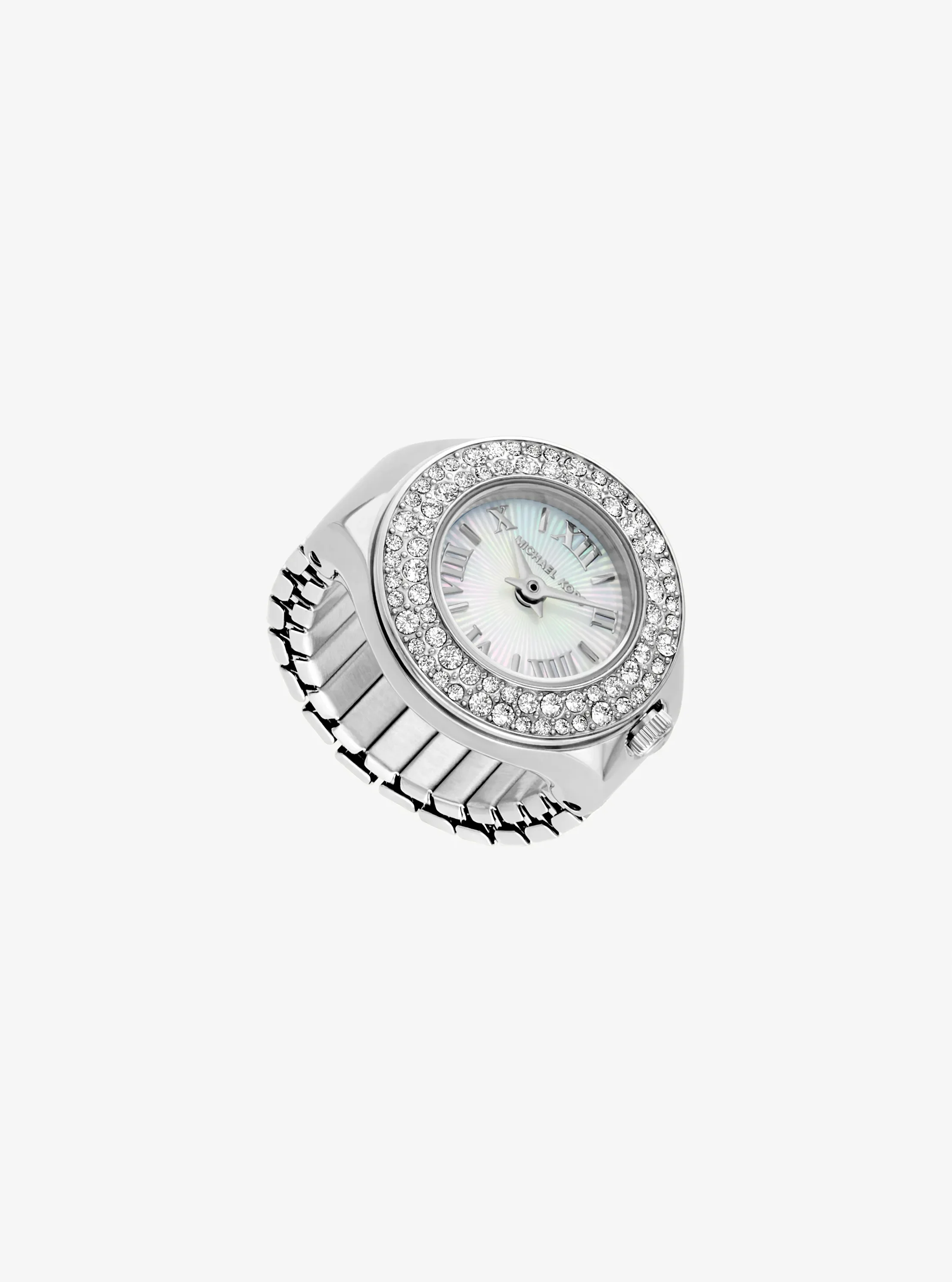 Часы Michael Kors Liliane Pavé Silver-Tone Ring Watch, цвет: Серебряный