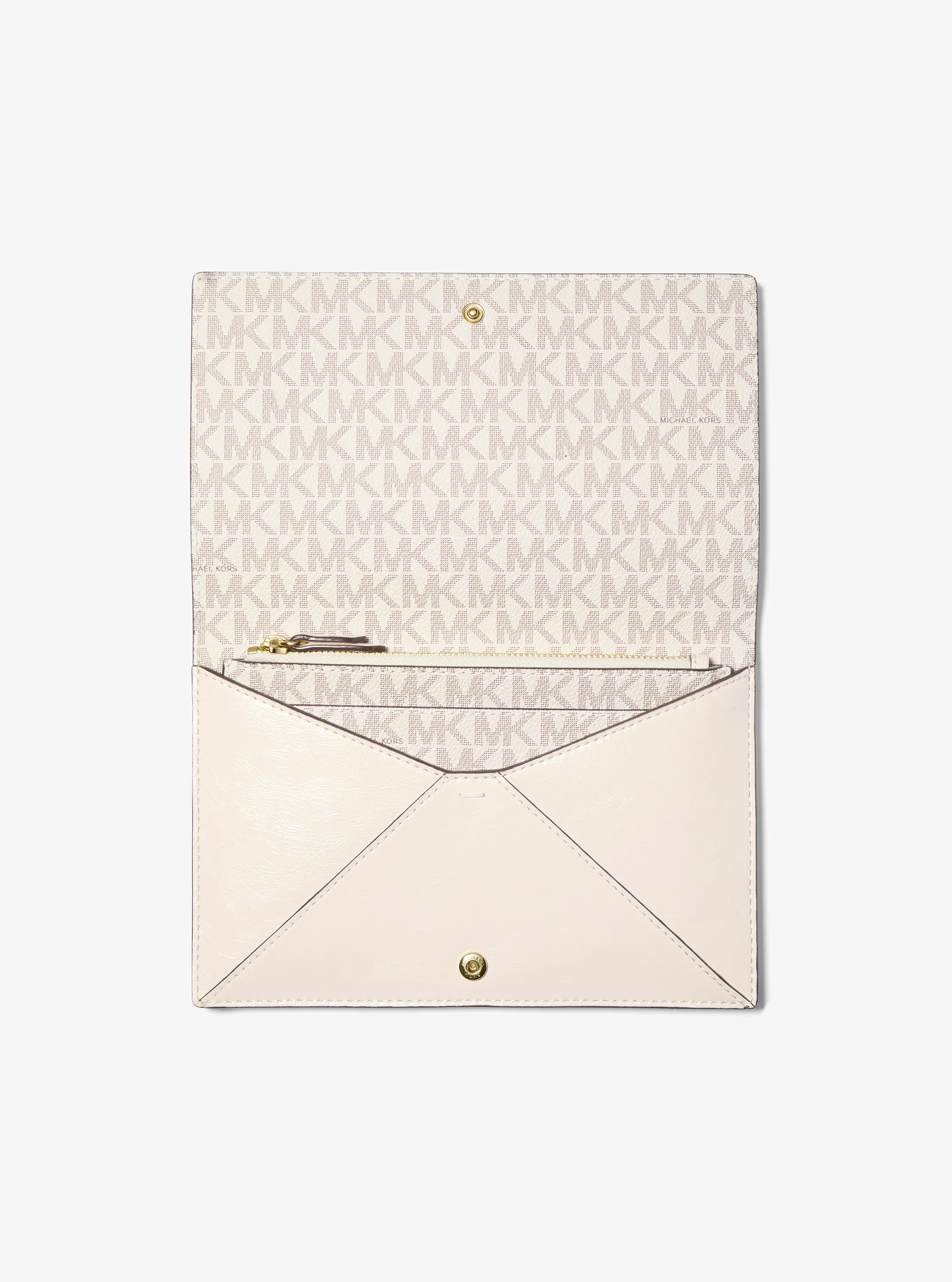 Женская сумка Michael Kors Jet Set Travel Small Smooth and Signature Logo 2-in-1 Clutch, цвет: Кремовый — фото 2