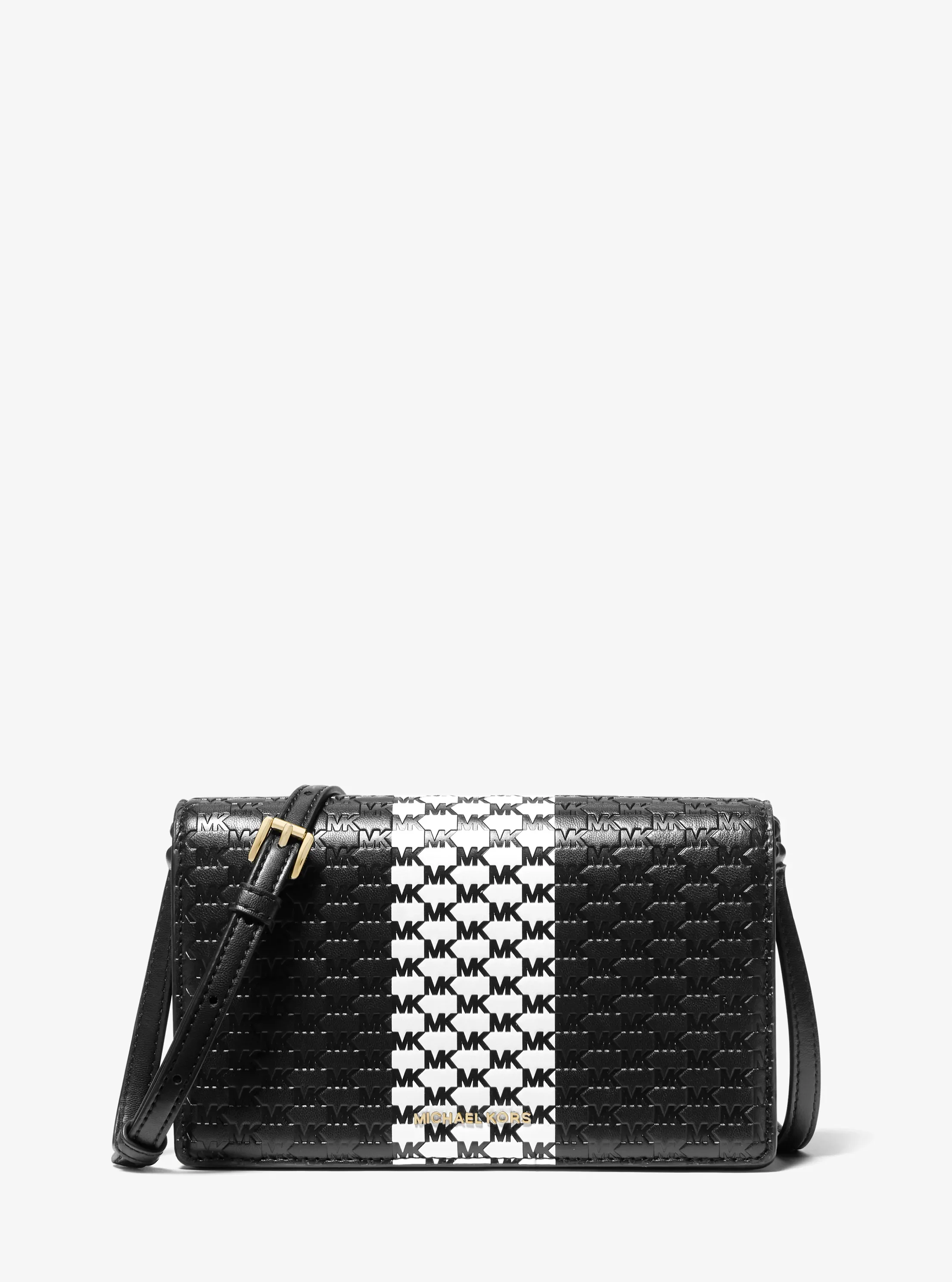 Сумки Michael Kors Jet Set Medium Logo Embossed Leather Crossbody