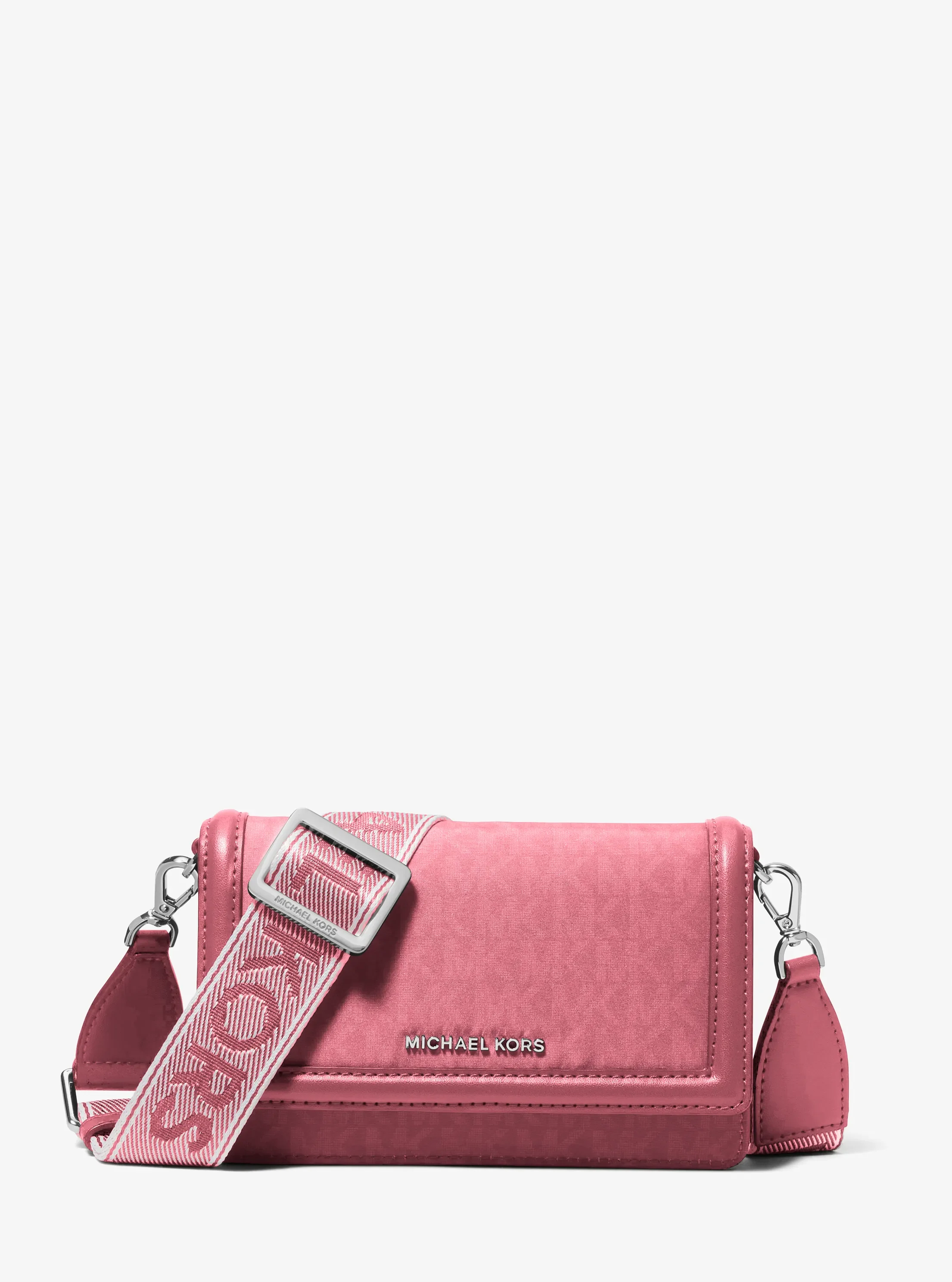 Женские сумки Michael Kors Jet Set Small Signature Logo Print Woven Smartphone Crossbody