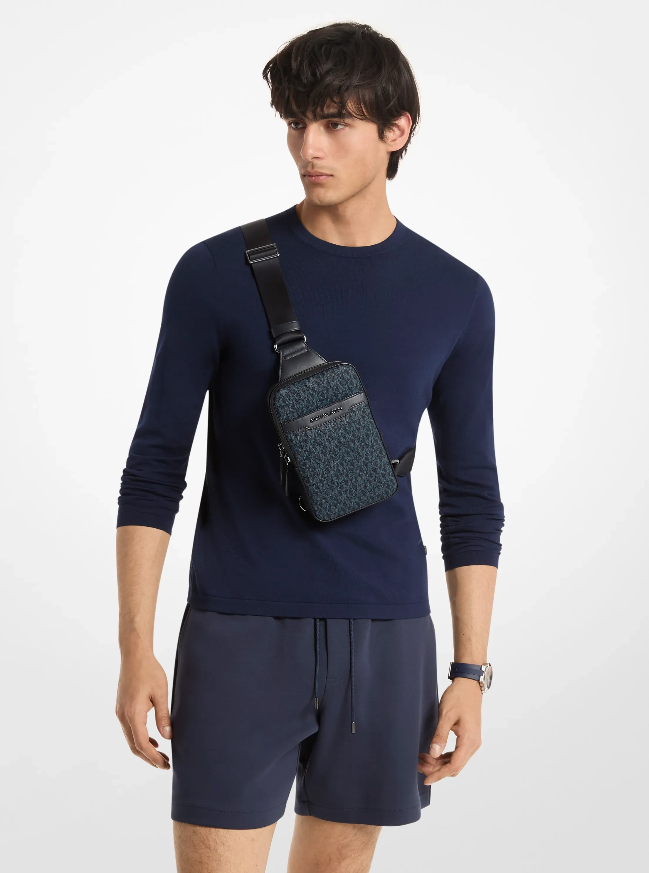 Сумка Michael Kors Cooper Medium Signature Logo Sling Pack, цвет: Admrl/Plblue — фото 5