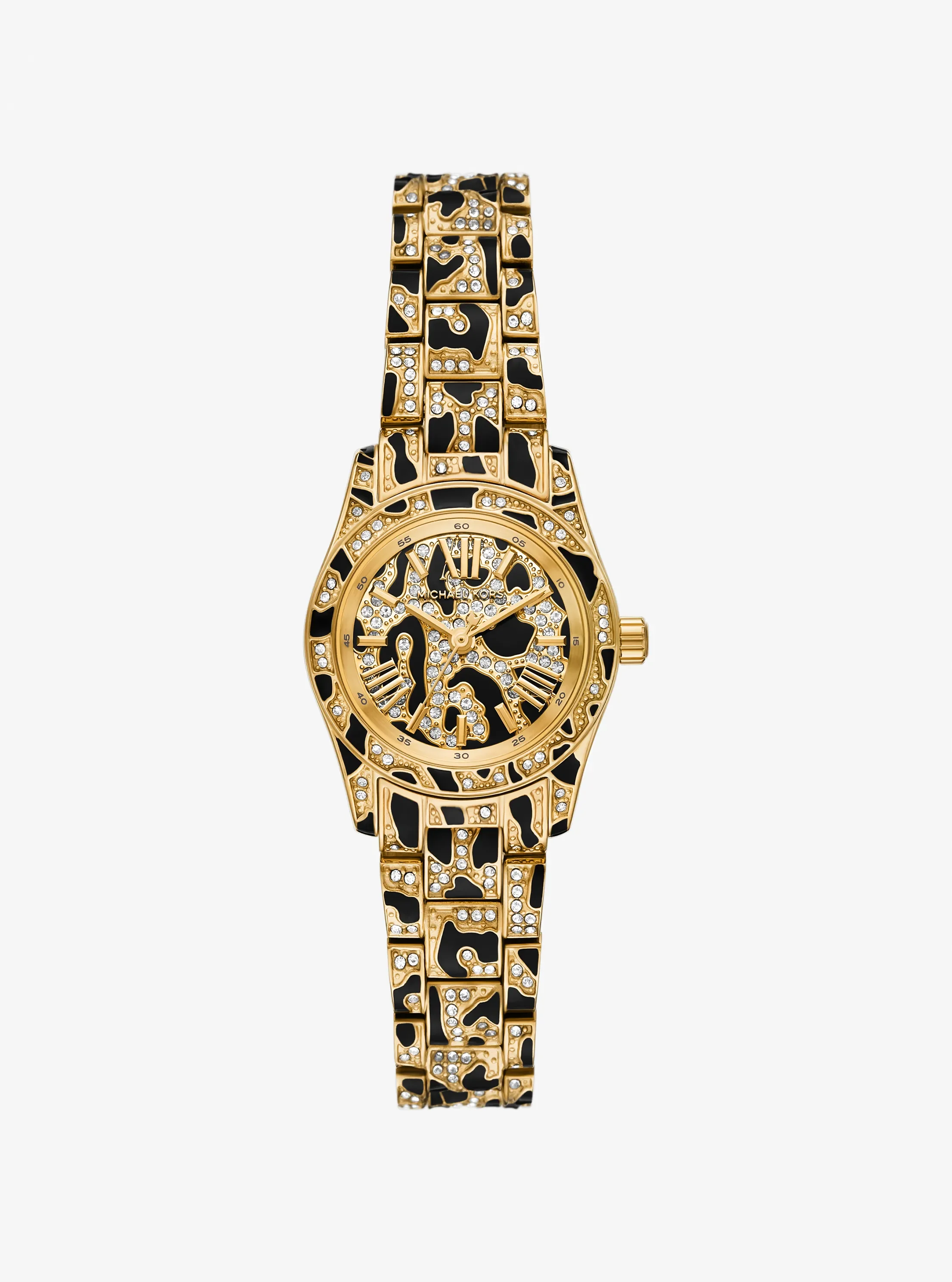 Женские часы Michael Kors Petite Lexington Pavé Animal Print Gold-Tone Watch