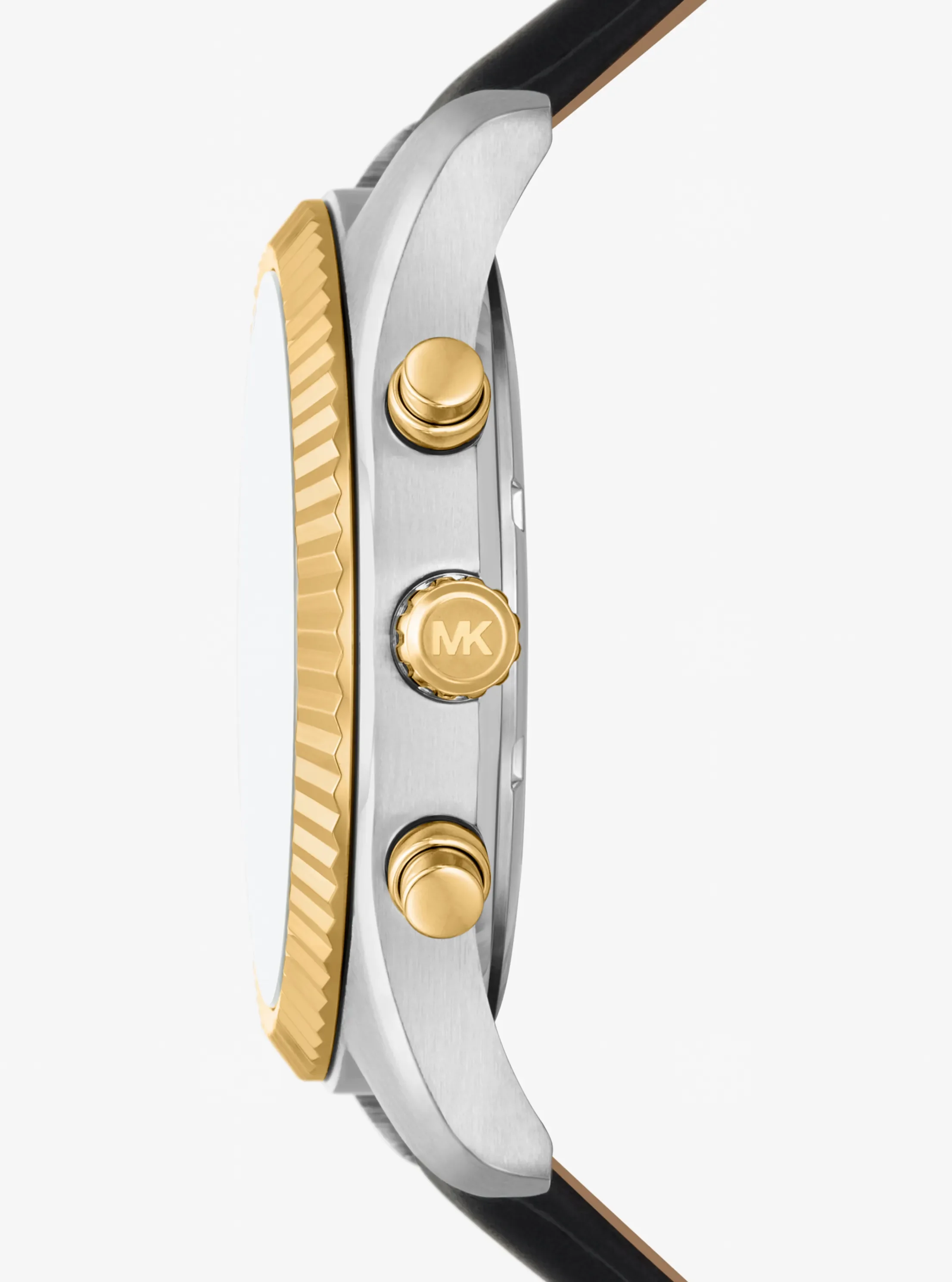 Женские часы Michael Kors Oversized Lexington Two-Tone and Leather Watch, цвет: Чёрный — фото 2