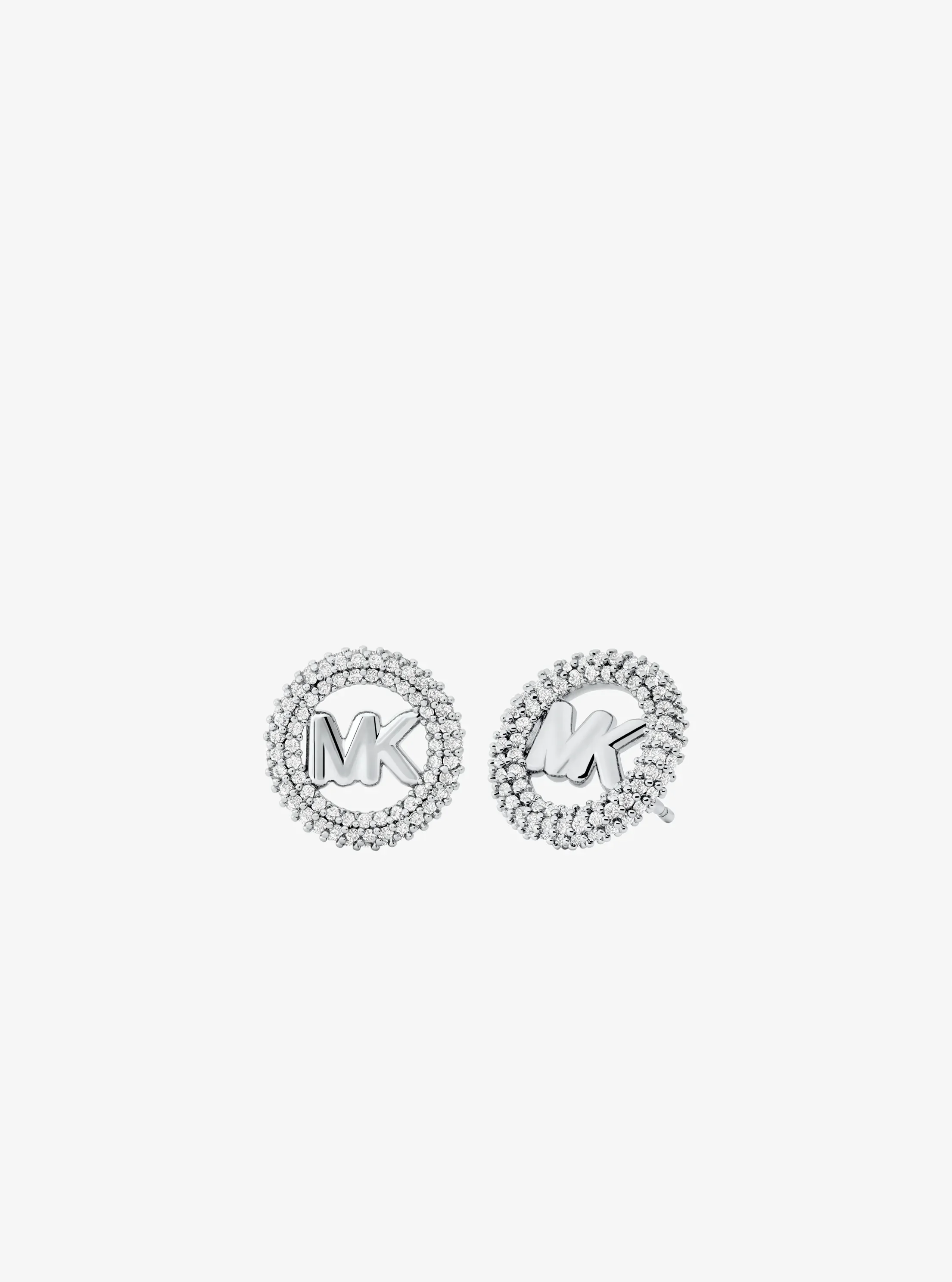 Женские серьги Michael Kors Small Pavé Logo Charm Two-Tone, цвет: Серебряный