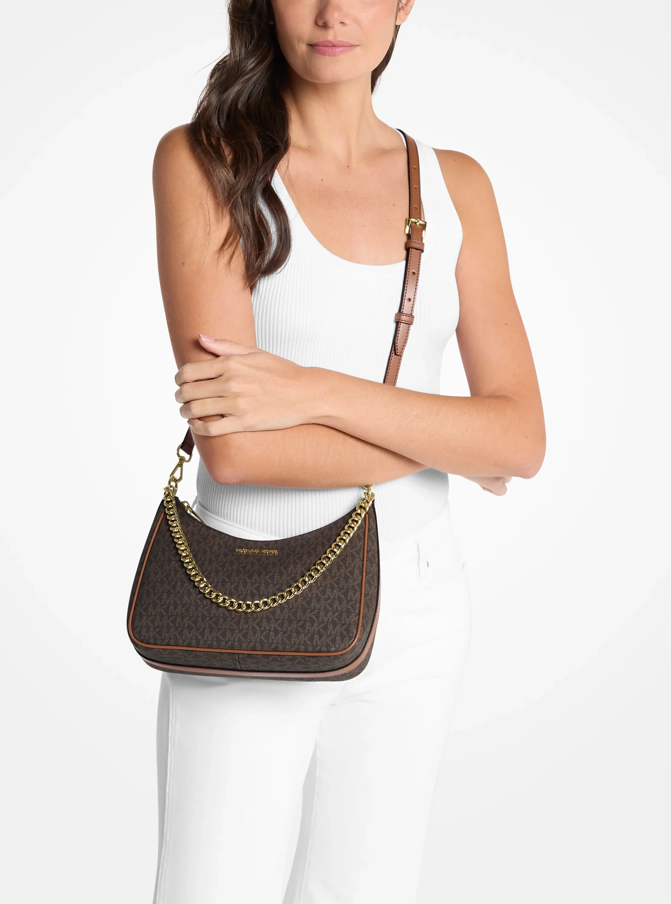 Michael Kors Jet Set Travel Large Signature Logo Convertible Crossbody Bag — фото 3