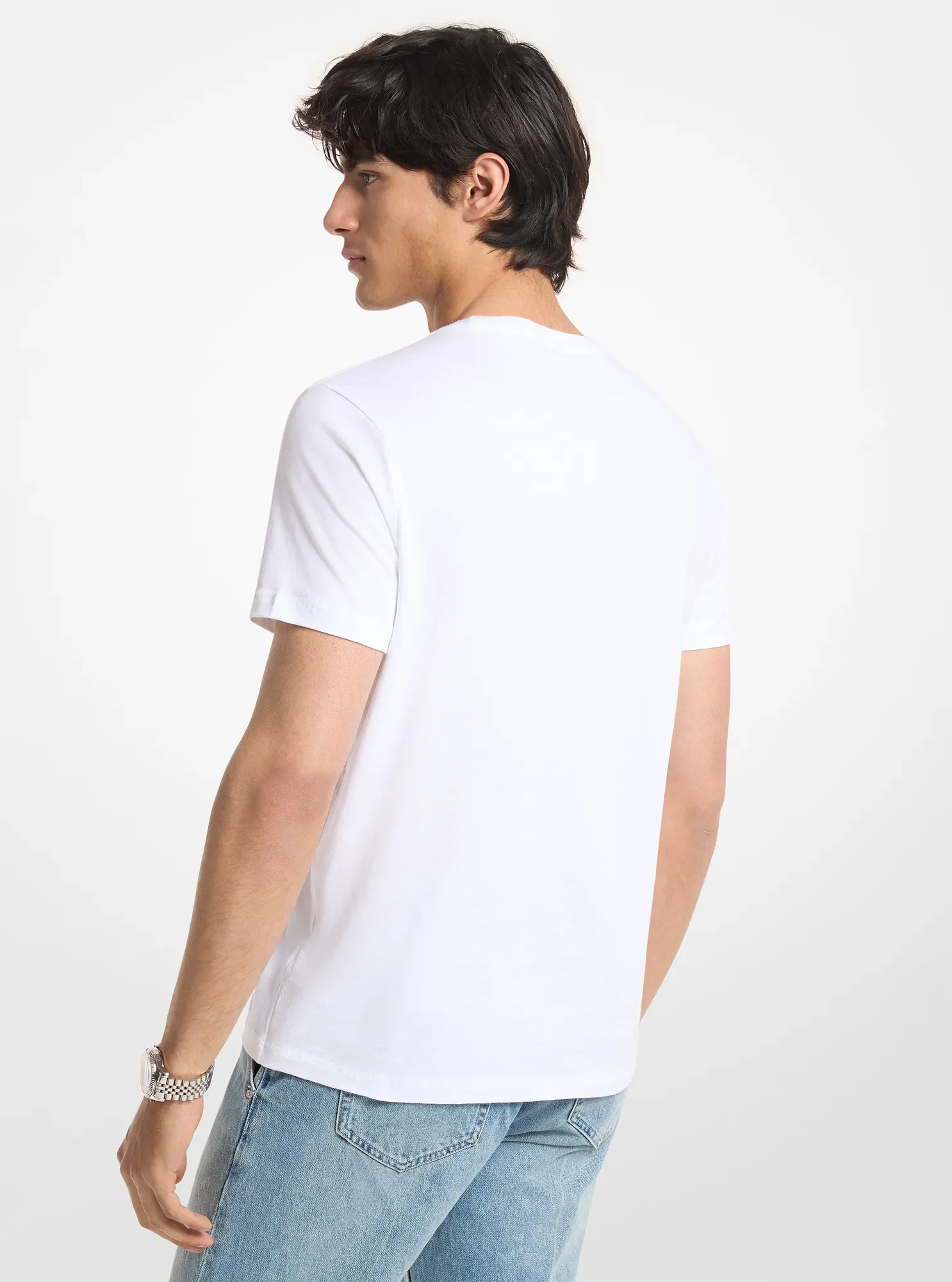 Мужская футболка Michael Kors Floral Print Logo Cotton, цвет: Белый — фото 2