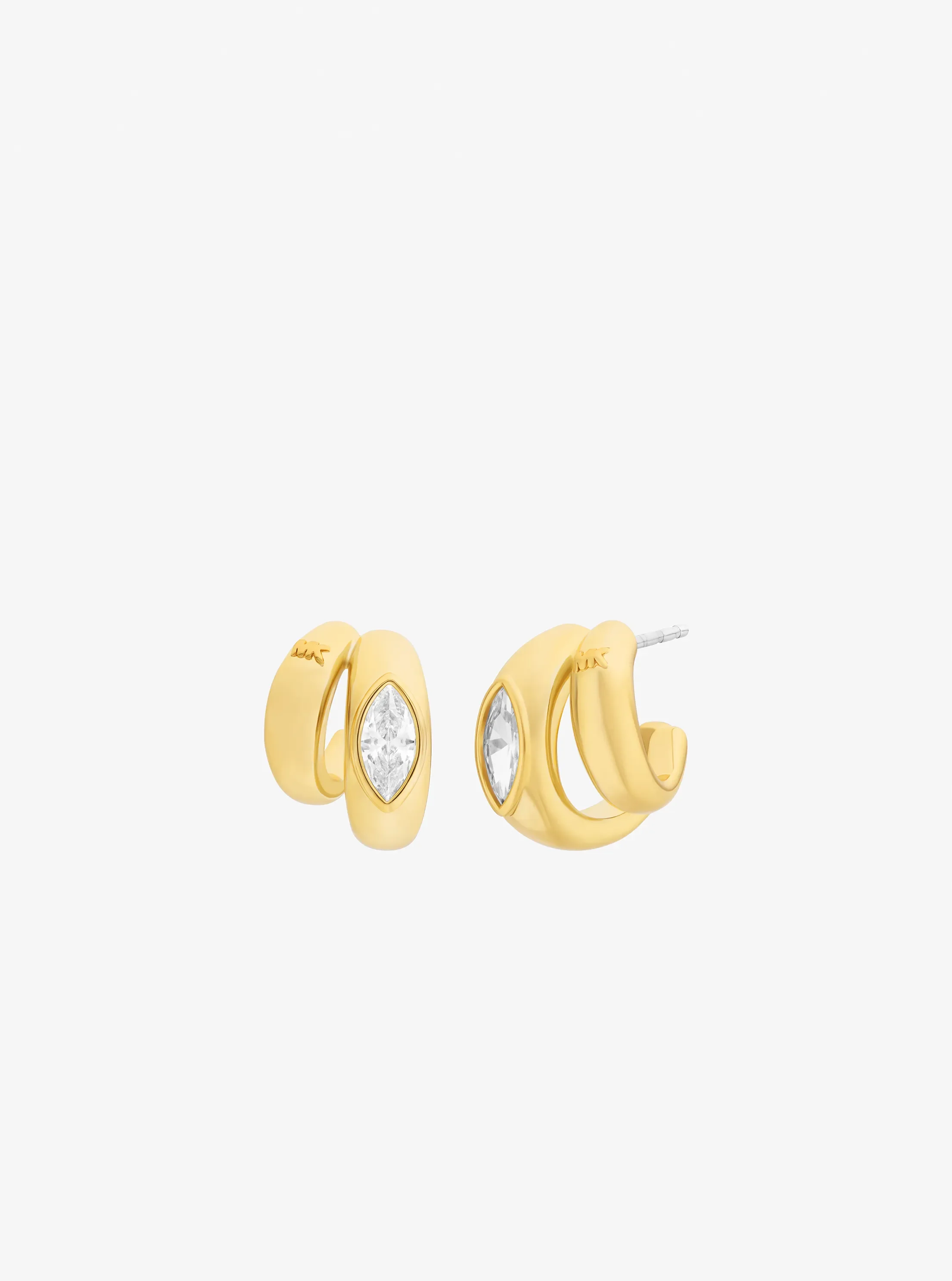 Michael Kors Marquise Cut Cubic Zirconia Double Hoop Earrings