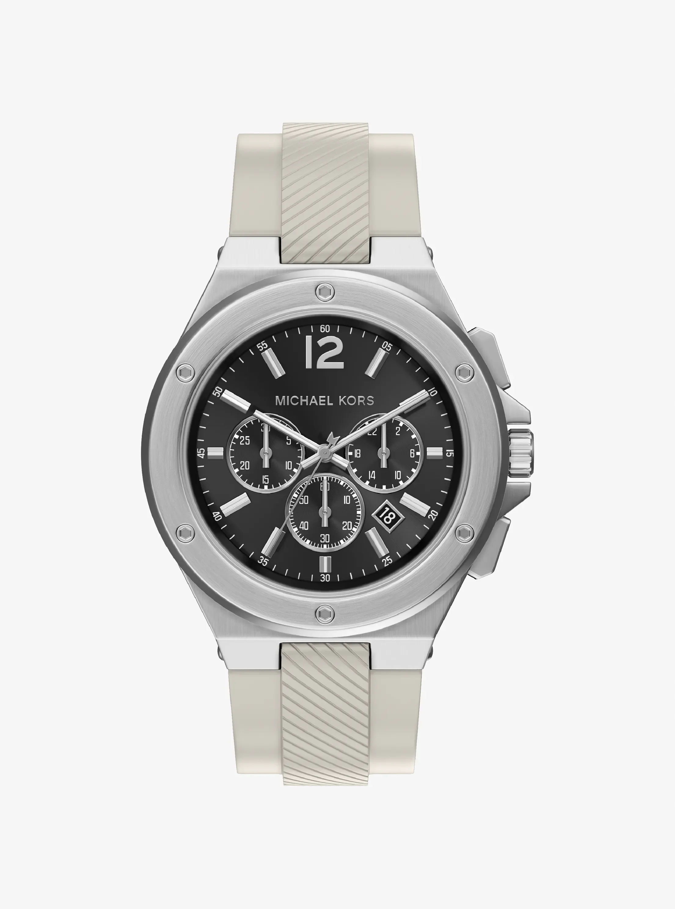 Часы Michael Kors Oversized Lennox Silver-Tone and Silicone, цвет: Серебряный