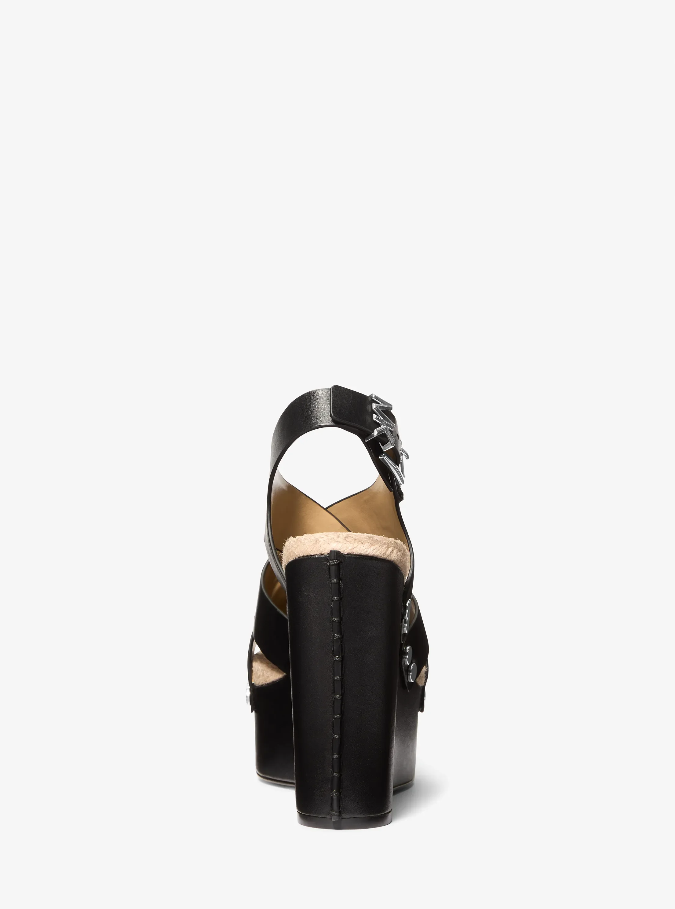Сандалии Michael Kors Raven Studded Leather Wedge Sandal, цвет: Чёрный — фото 3